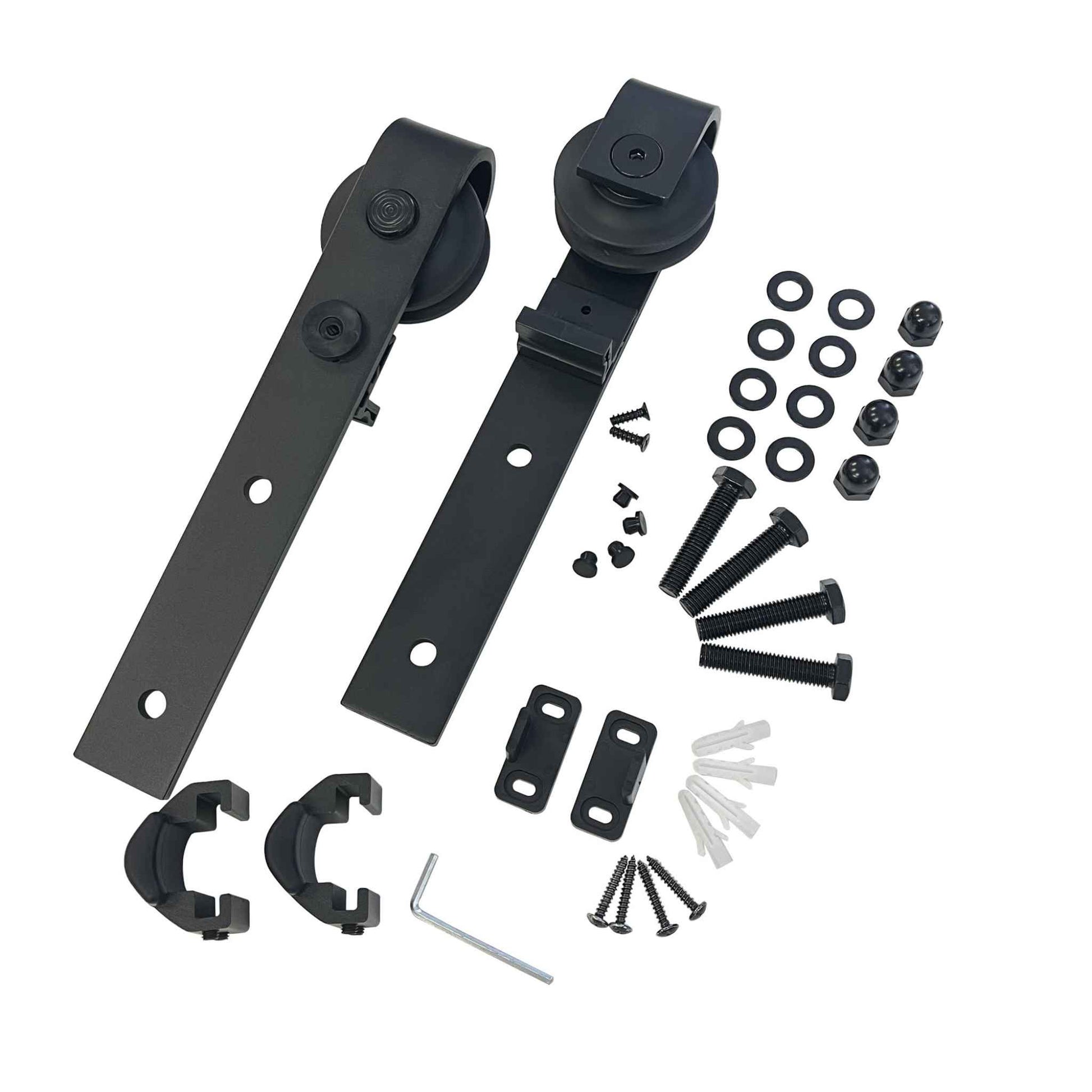 Premium Black Barn Door Roller Set and Components by TBDHS