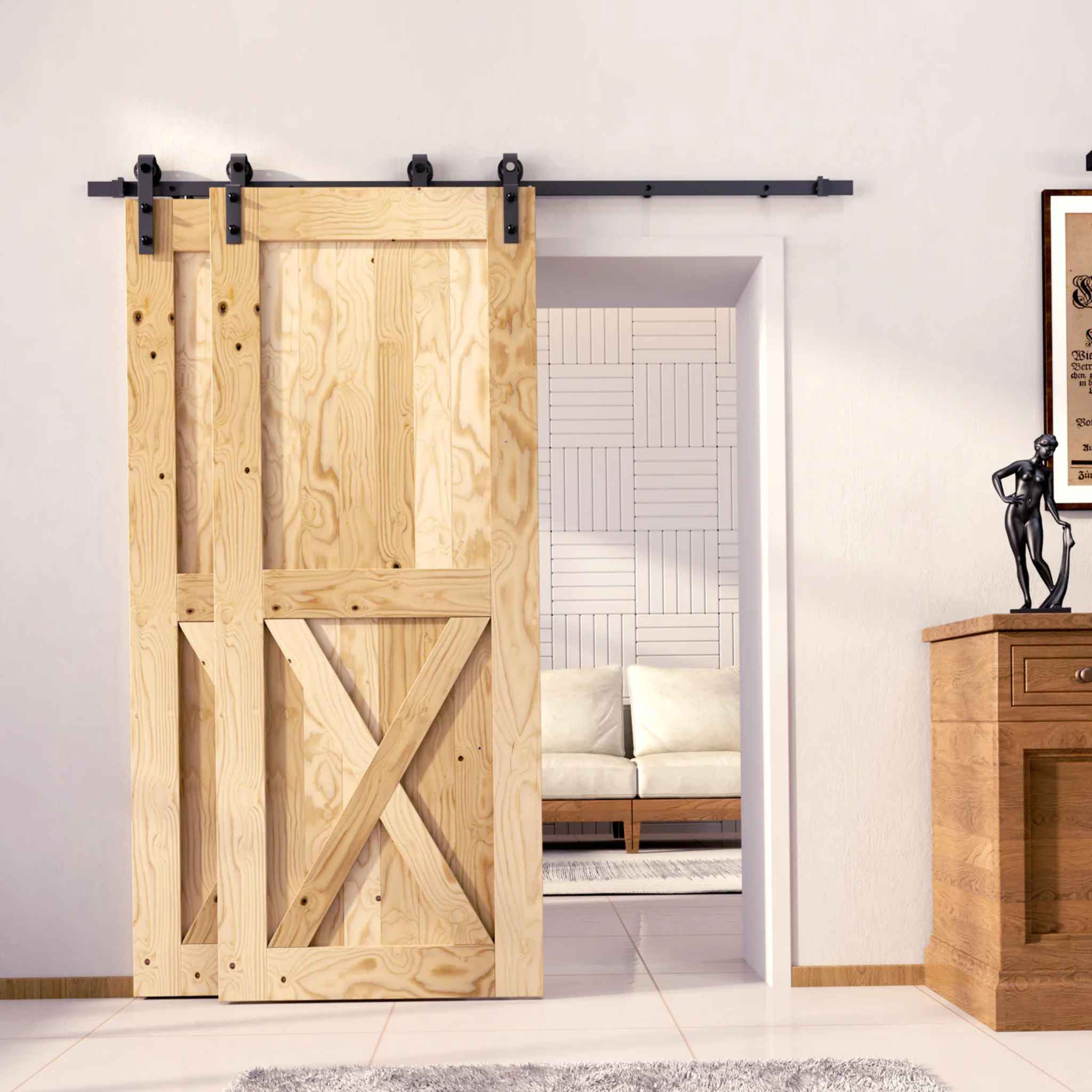 Single Bypass Barn Door Kit