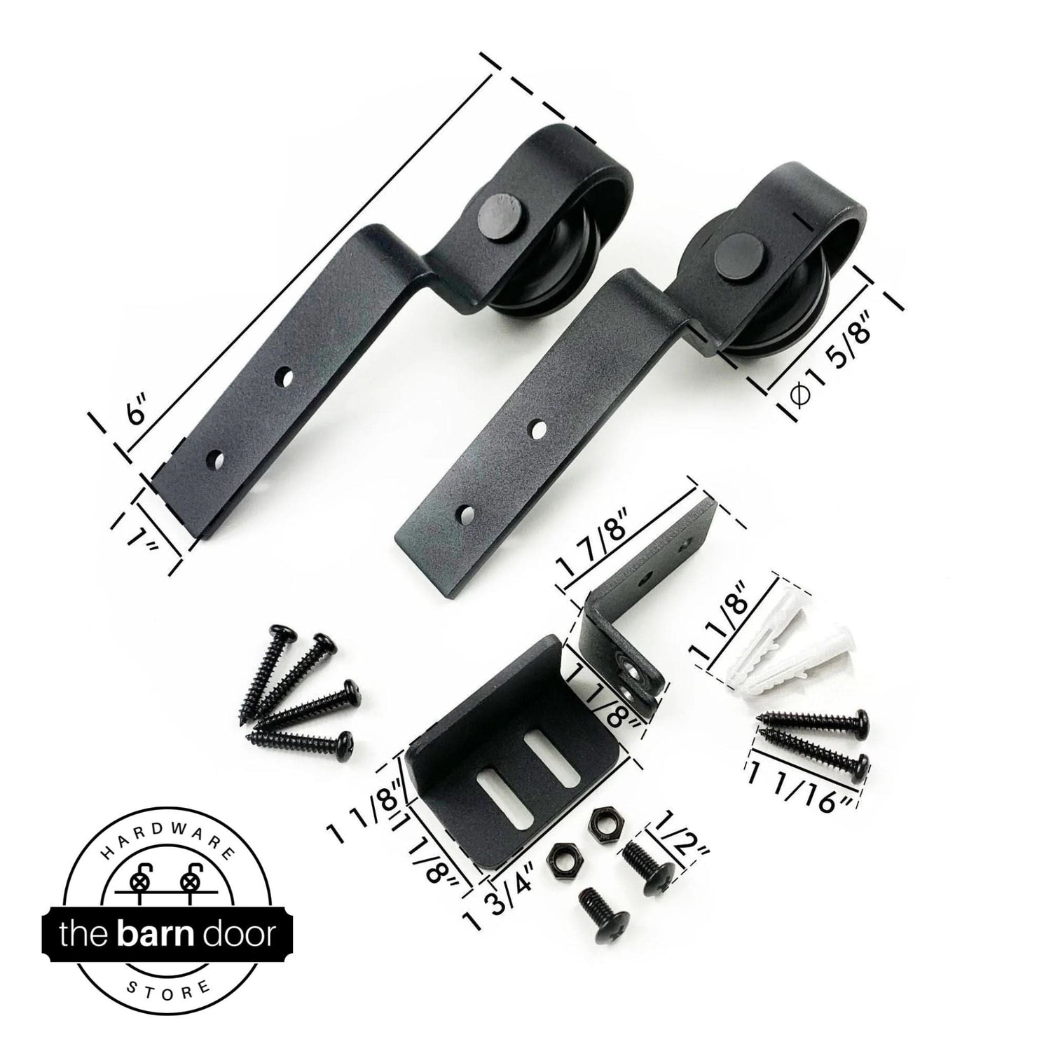 Black Classic Bypass Mini Cabinet Barn Door Rollers