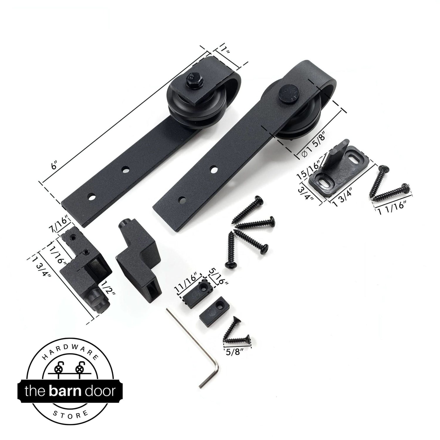 Black Classic Mini Cabinet Barn Door Rollers