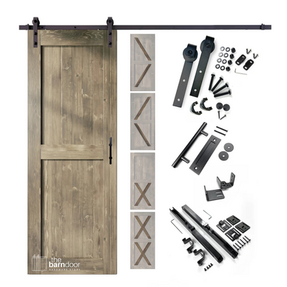 Classic Gray Barn Door with Classic Single Track Barn Door Kit by TBDHS