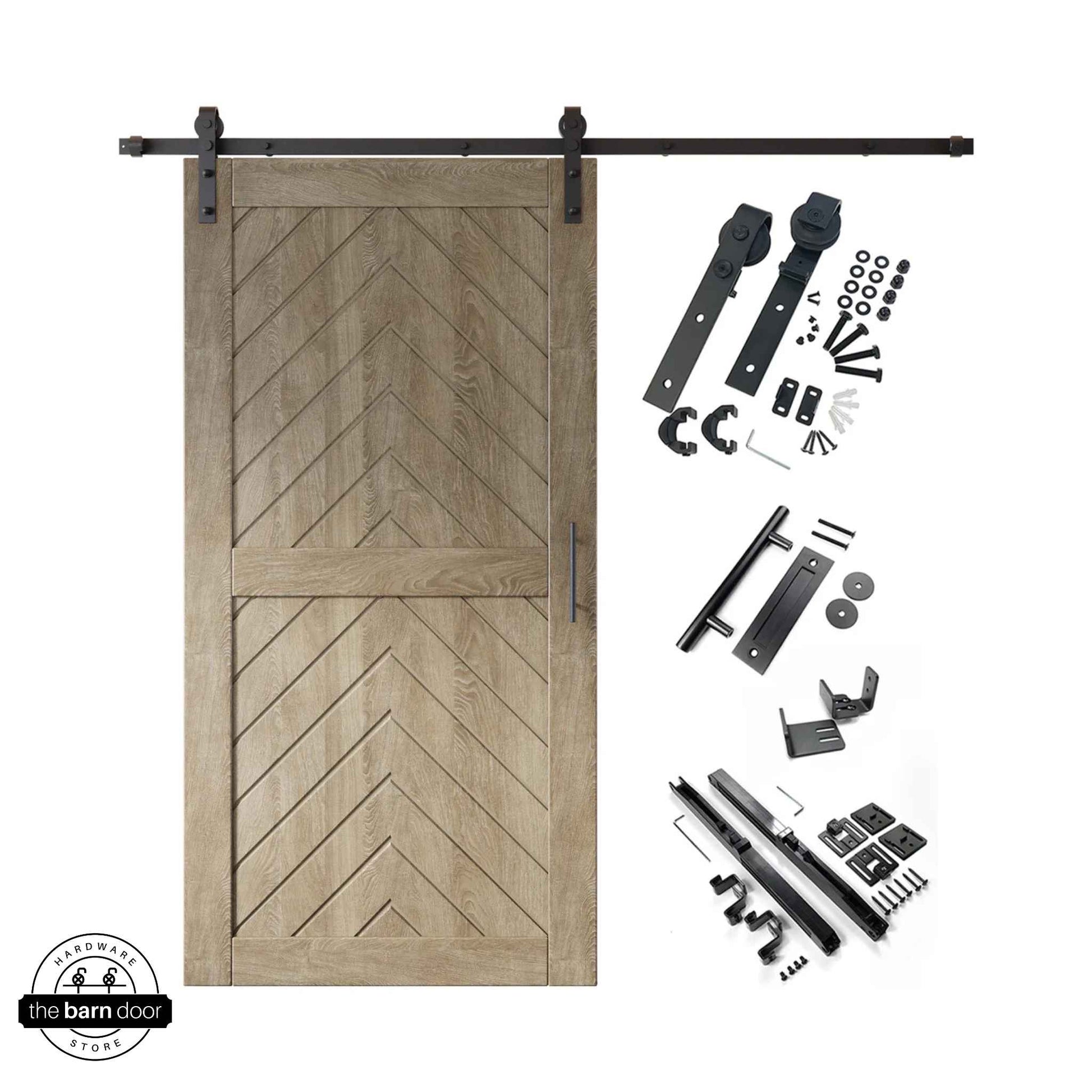 Classic Gray Fishbone Classic Single Track Barn Door Kit