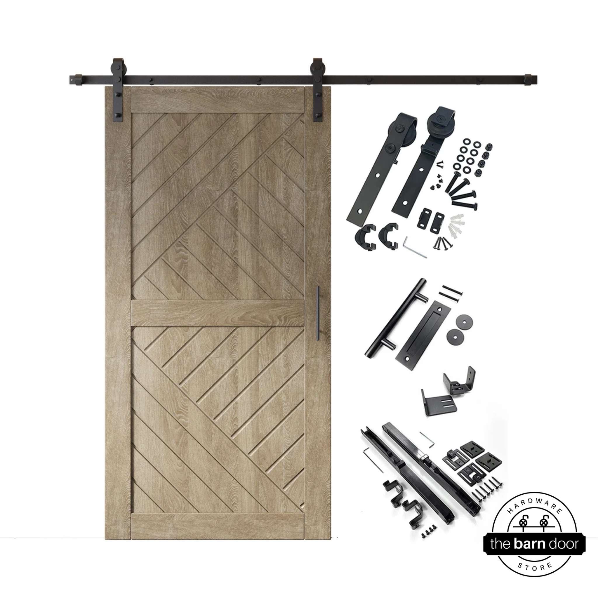 Classic Gray Patterned Single Barn Door Kit