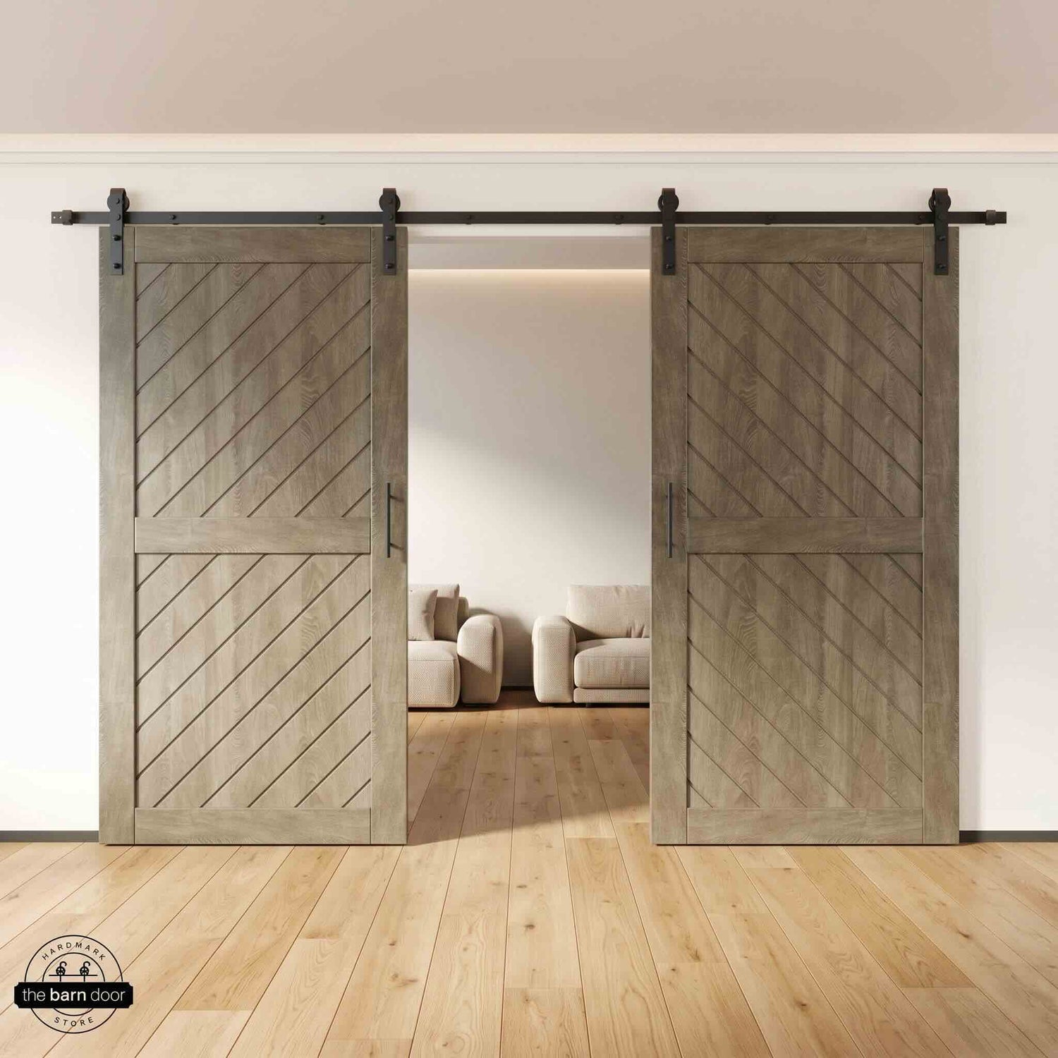 Classic Gray Slanted Double Barn Door