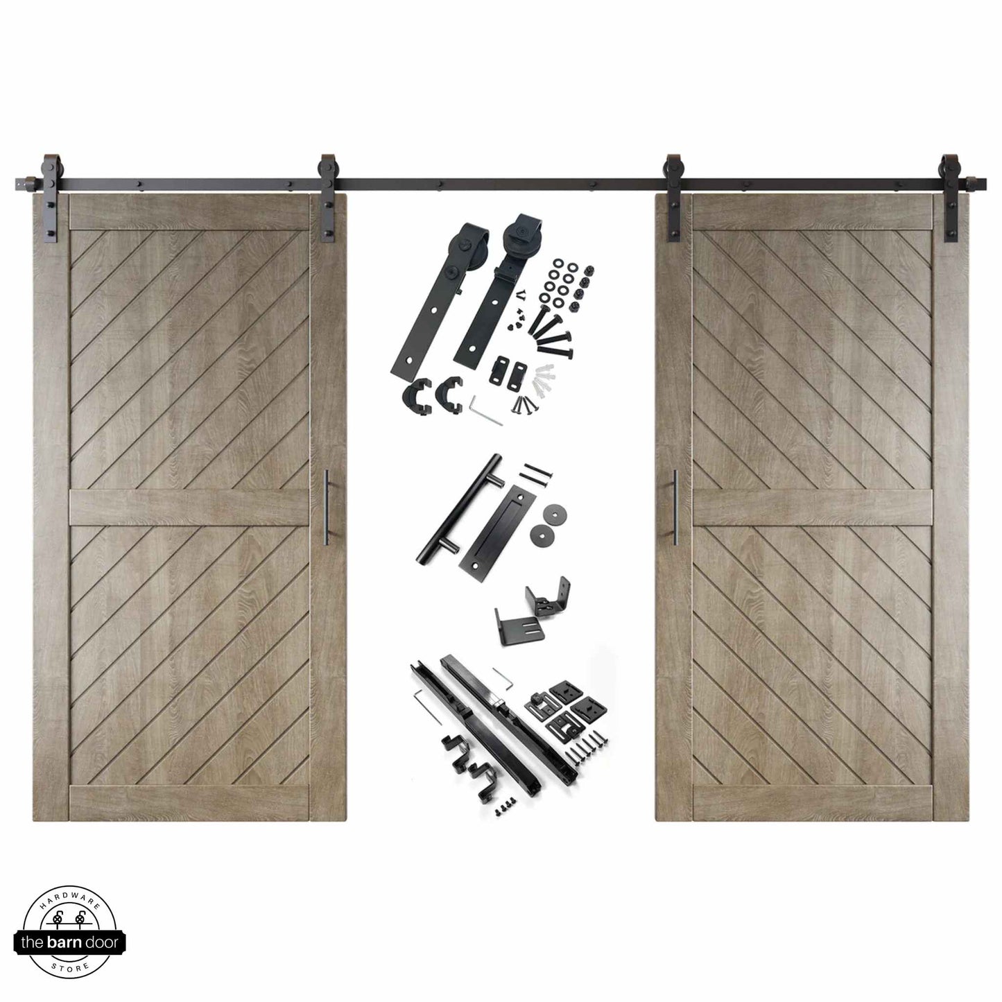 Classic Gray Slanted Double Barn Door Kit