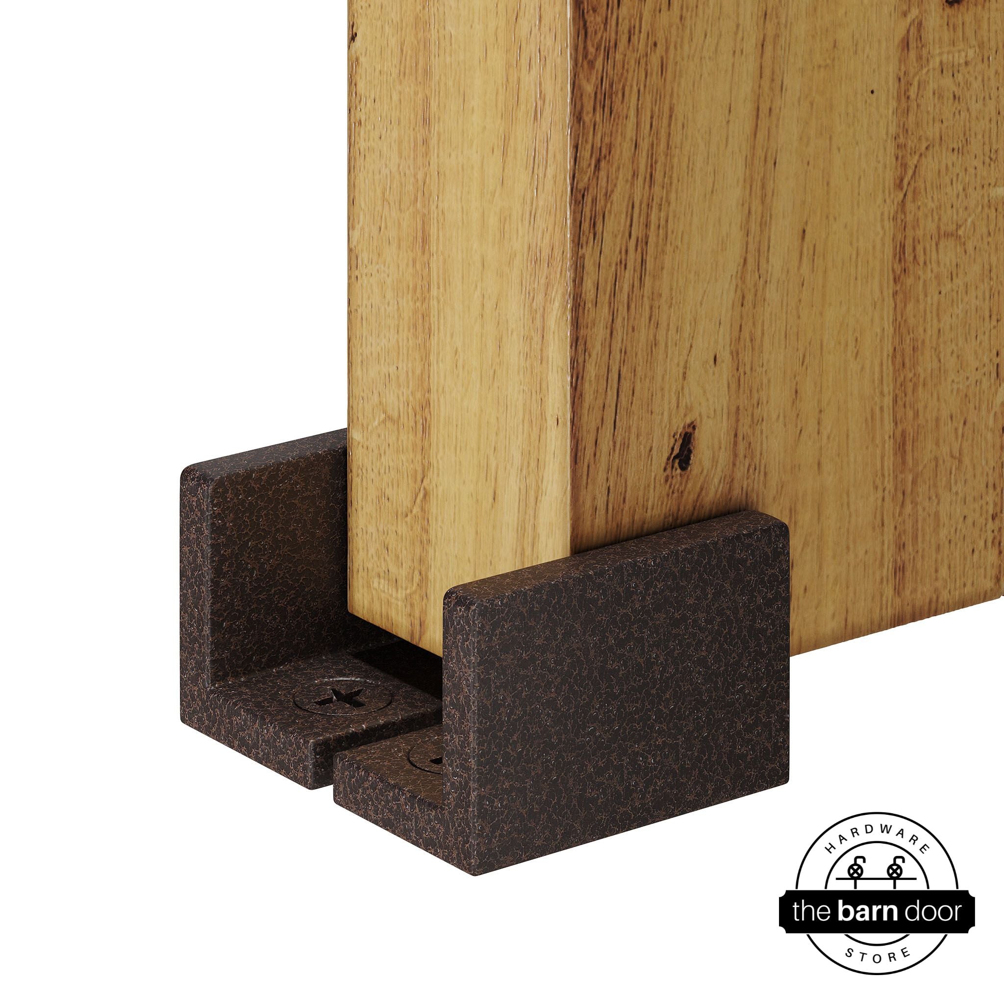 Copper vein barn door hardware adjustable u floor guide on a wooden door