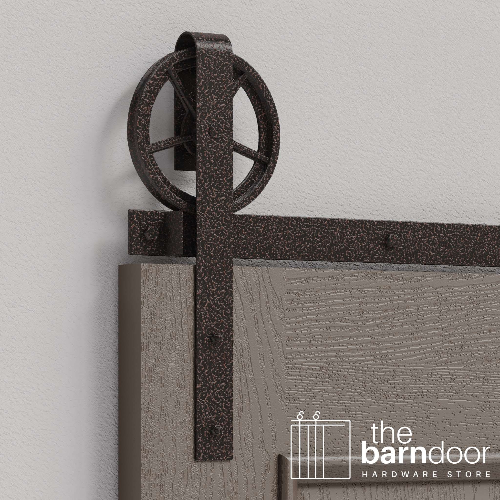 Copper Vein Wagon Wheel Heavy Duty Single Track Barn Door Hardware