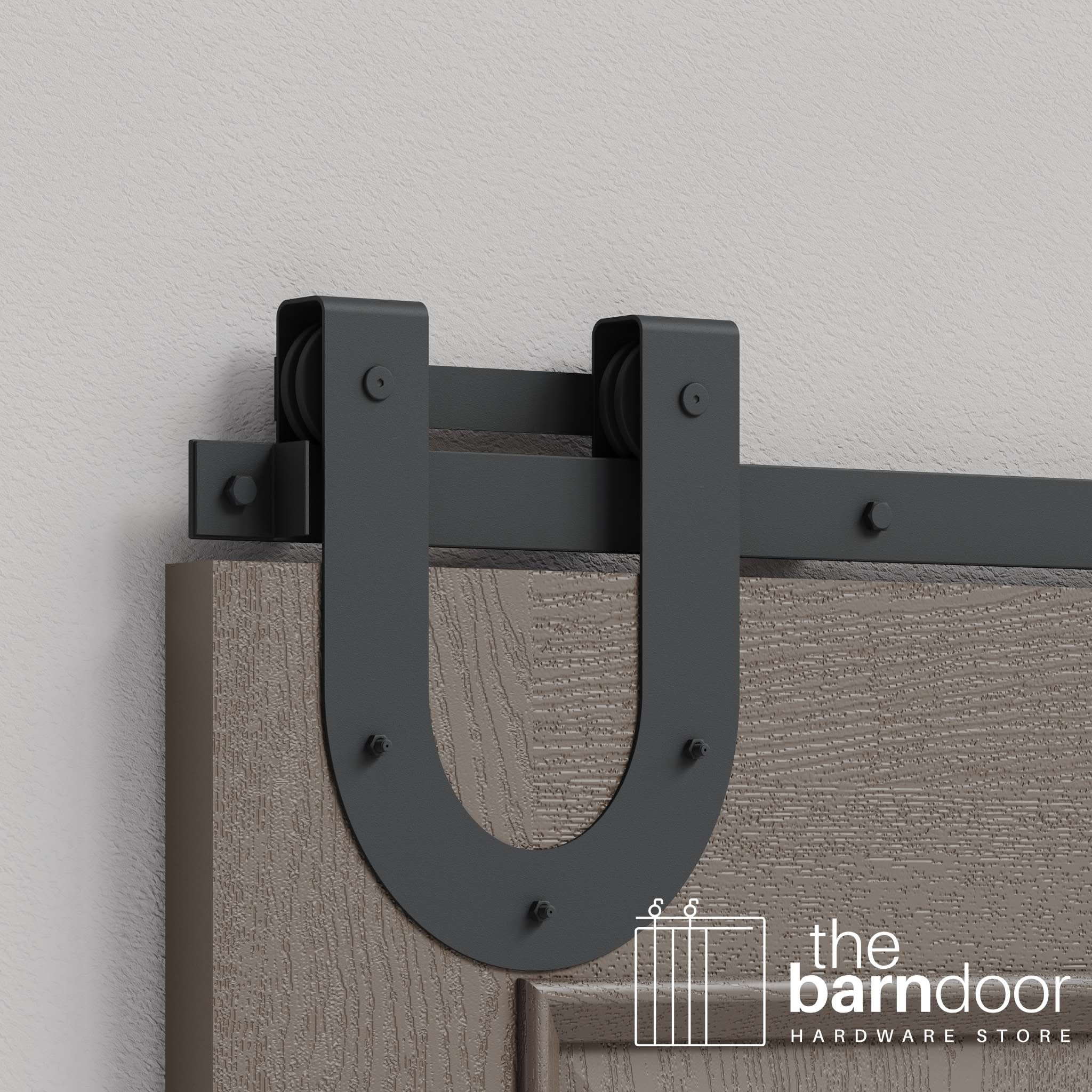 Dark Gray Horseshoe Heavy Duty Single Track Barn Door Hardware