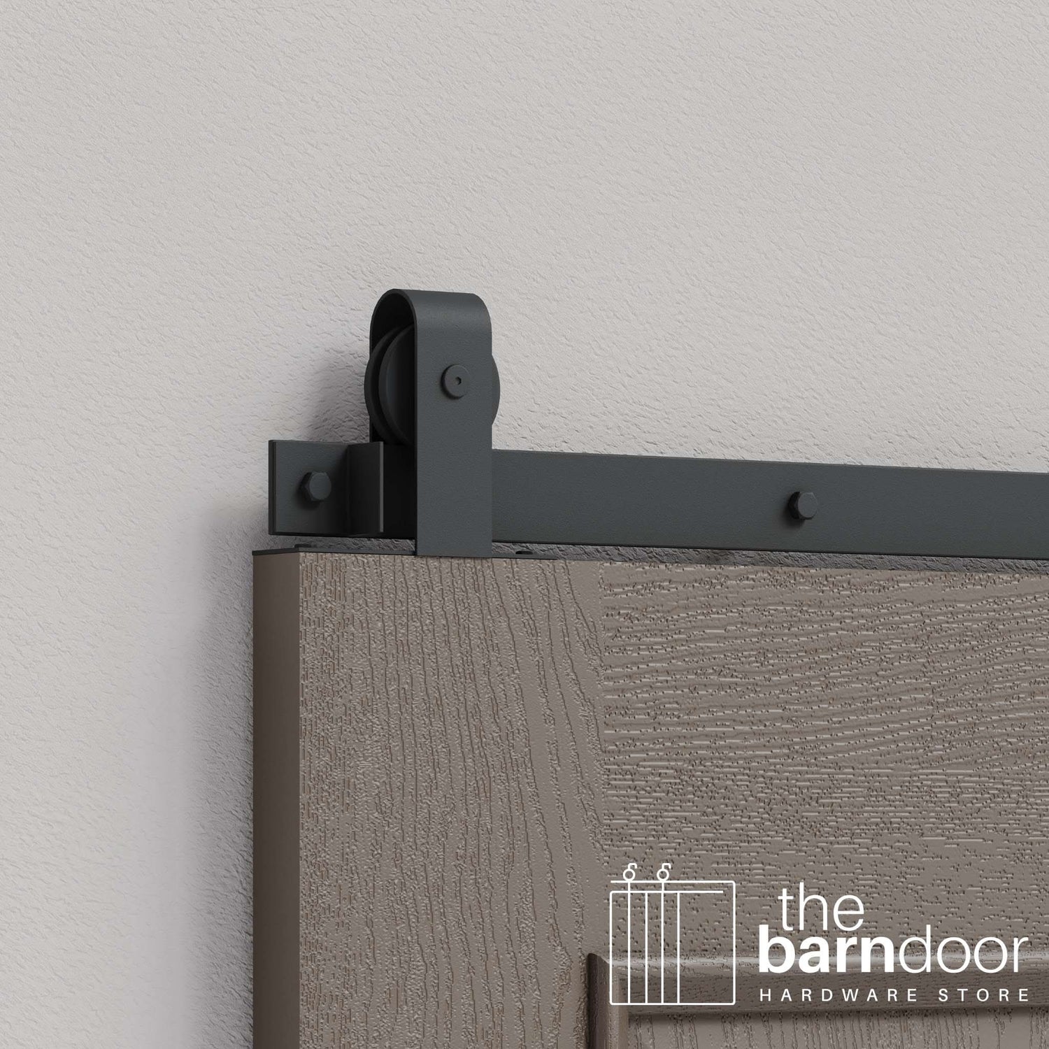 Dark Gray J Strap Top Mount Heavy Duty Single Track Barn Door Hardware