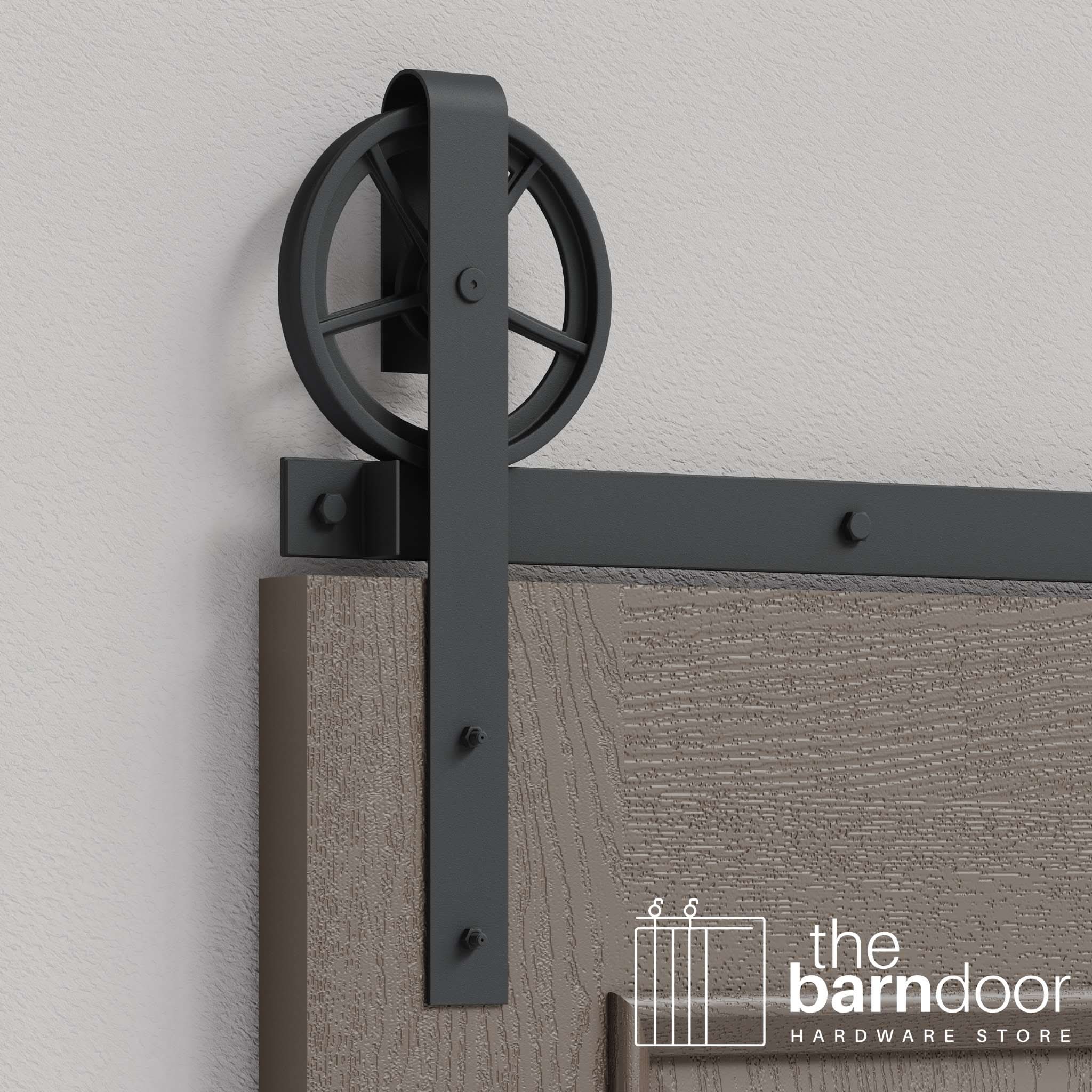 Dark Gray Wagon Wheel Heavy Duty Single Track Barn Door Hardware