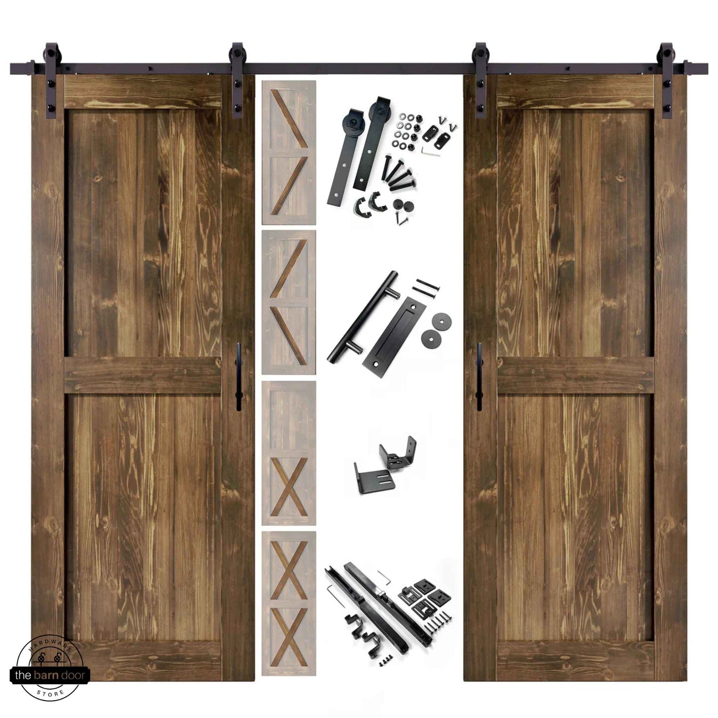 Dark Walnut Classic Double Barn Door Kit by TBDHS