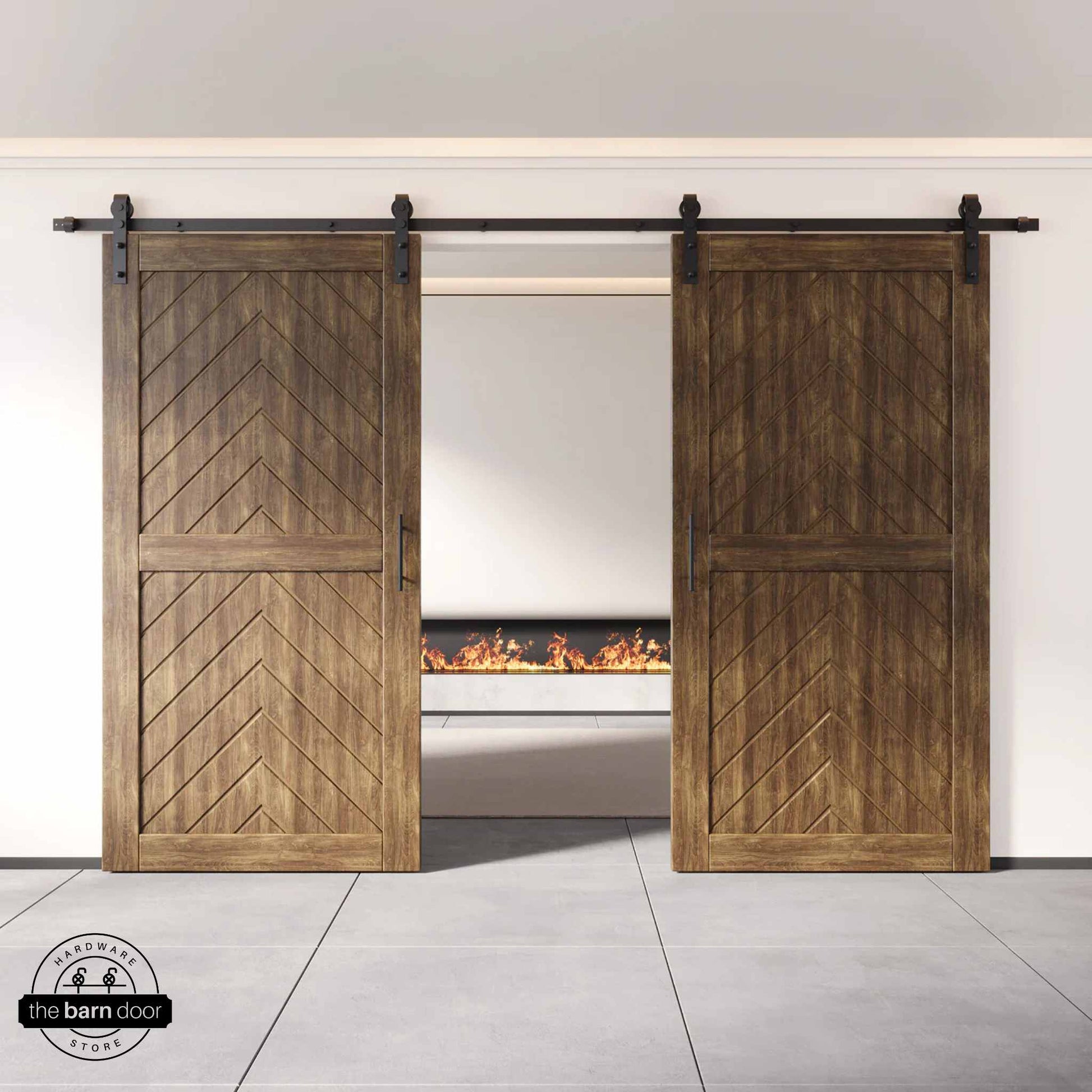 Dark Walnut Fishbone Double Barn Door by TBDHS