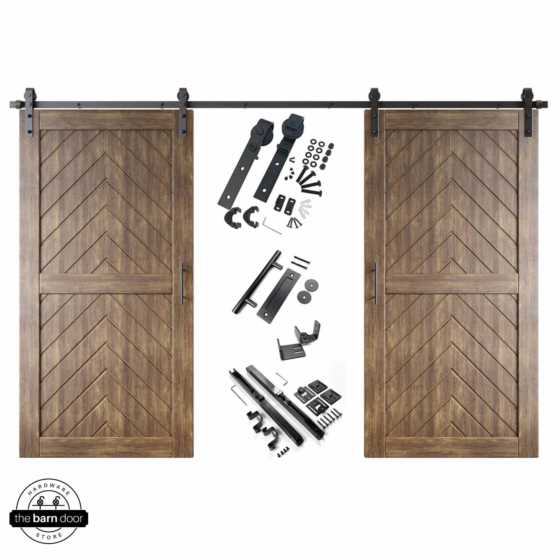 Dark Walnut Fishbone Double Barn Door Kit by TBDHS