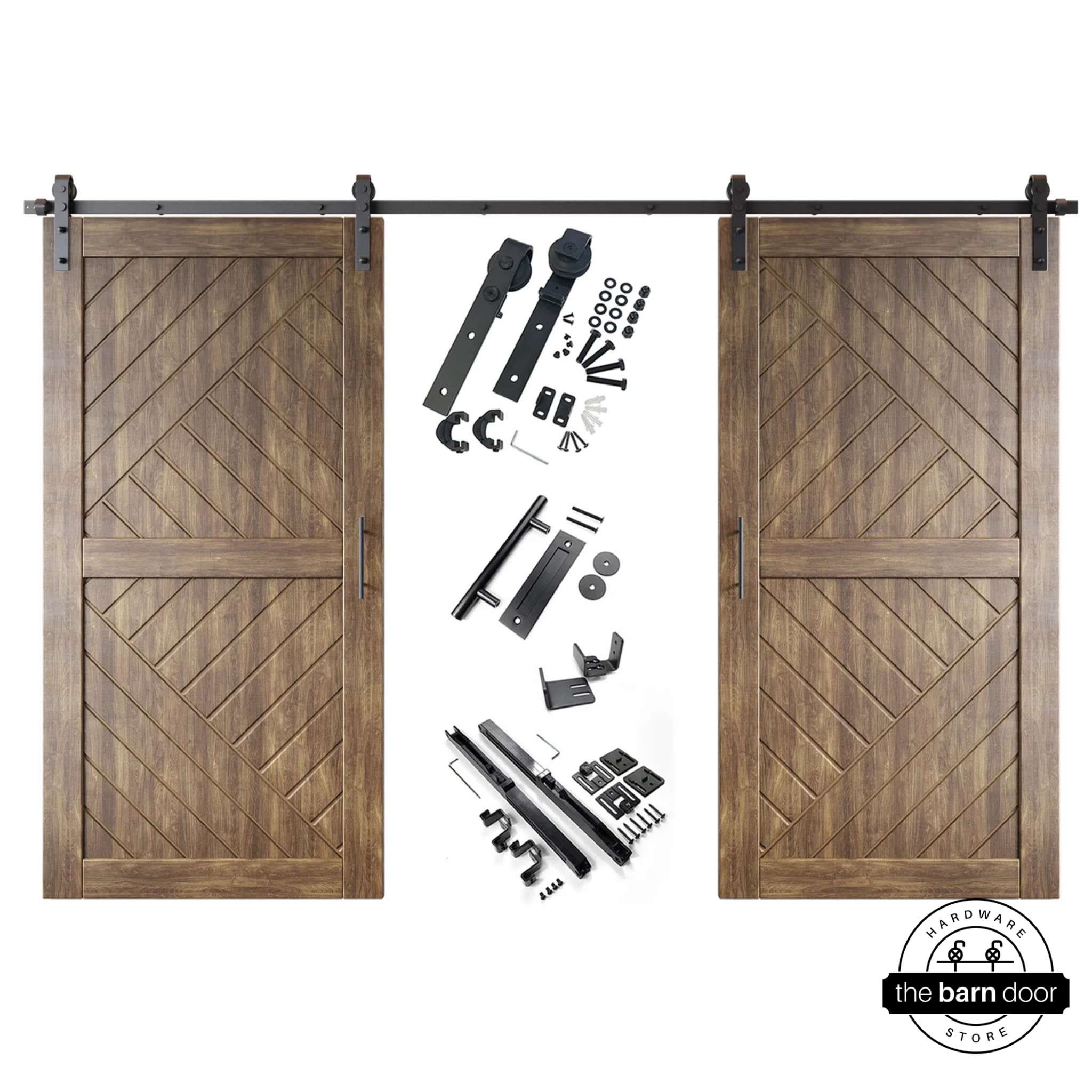Dark Walnut Patterned Double Barn Door Kit