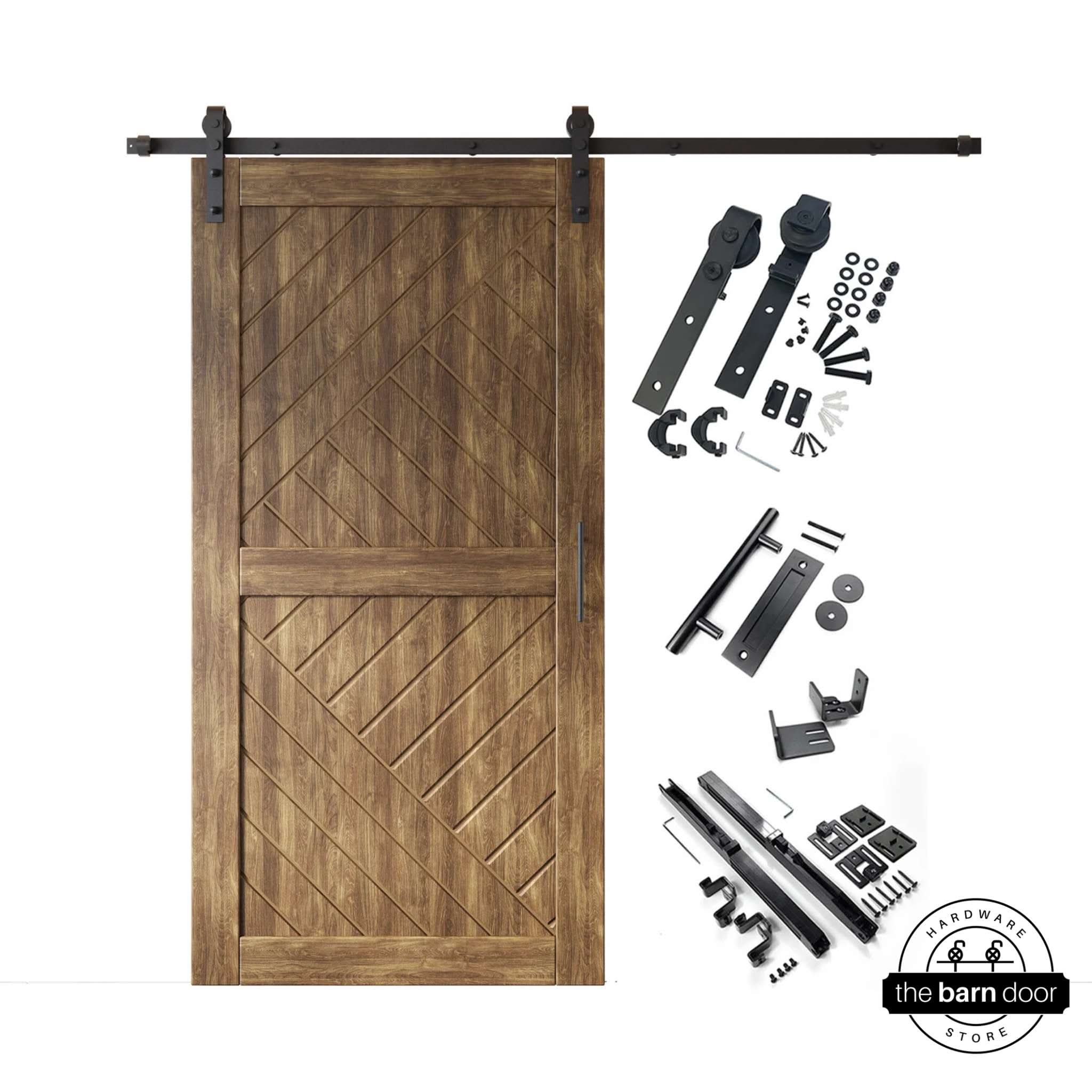 Dark Walnut Patterned Single Barn Door Kit