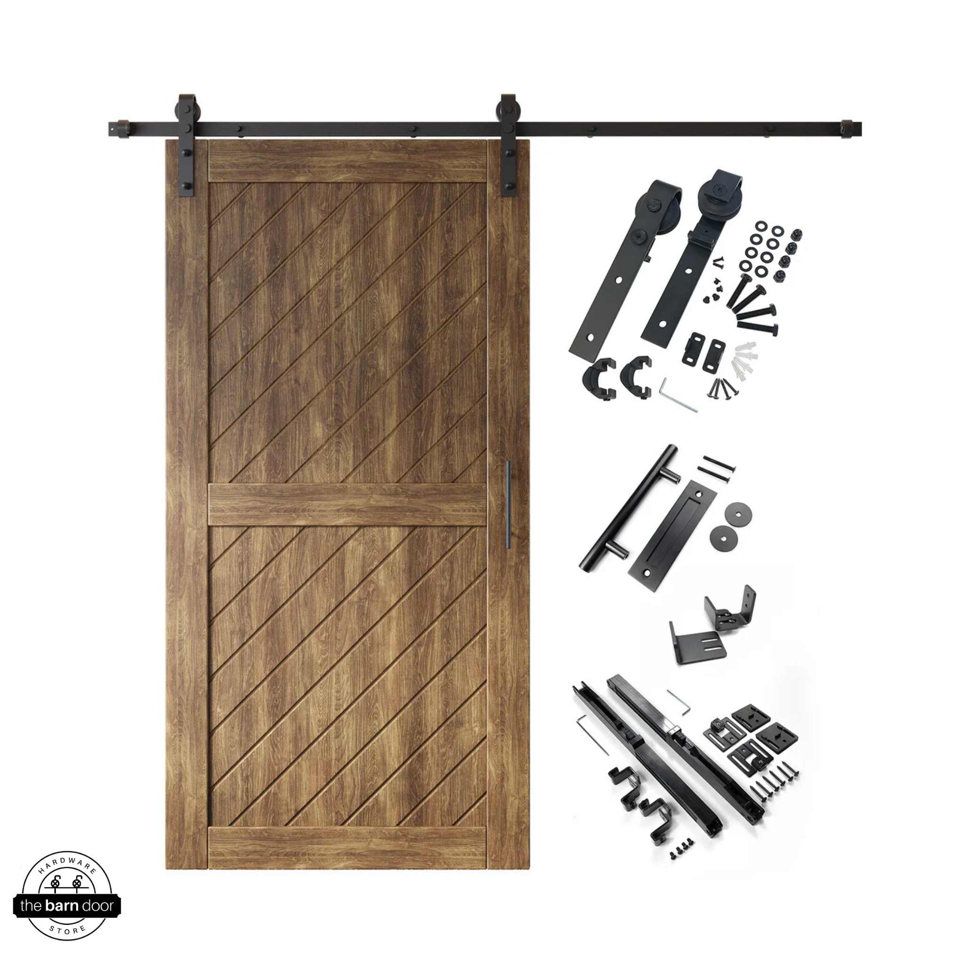 Dark Walnut Slanted Classic Single Track Barn Door Kit