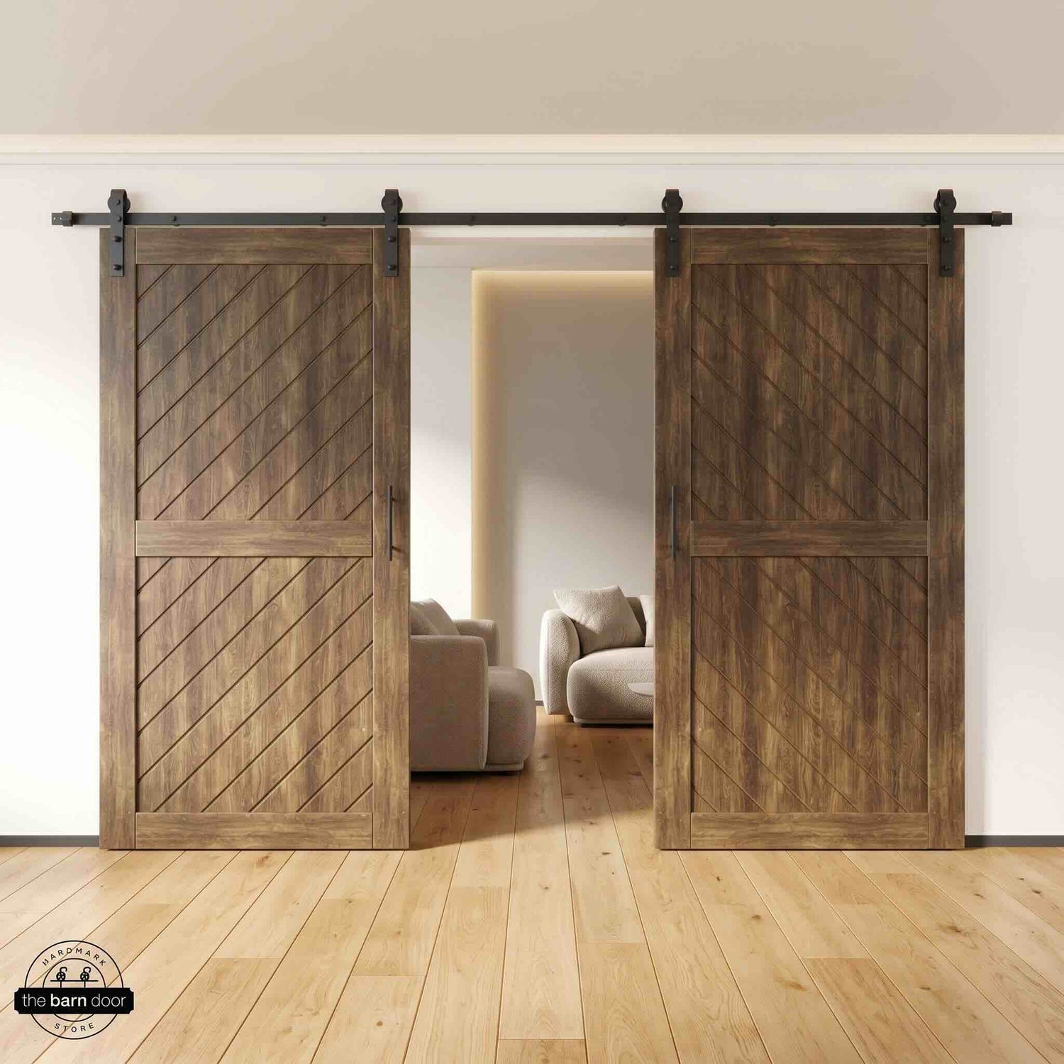 Dark Walnut Slanted Double Barn Door