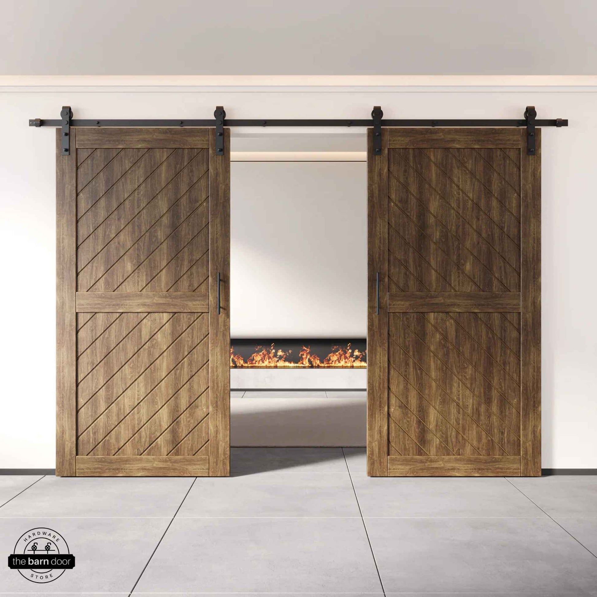 Dark Walnut Slanted Double Barn Door