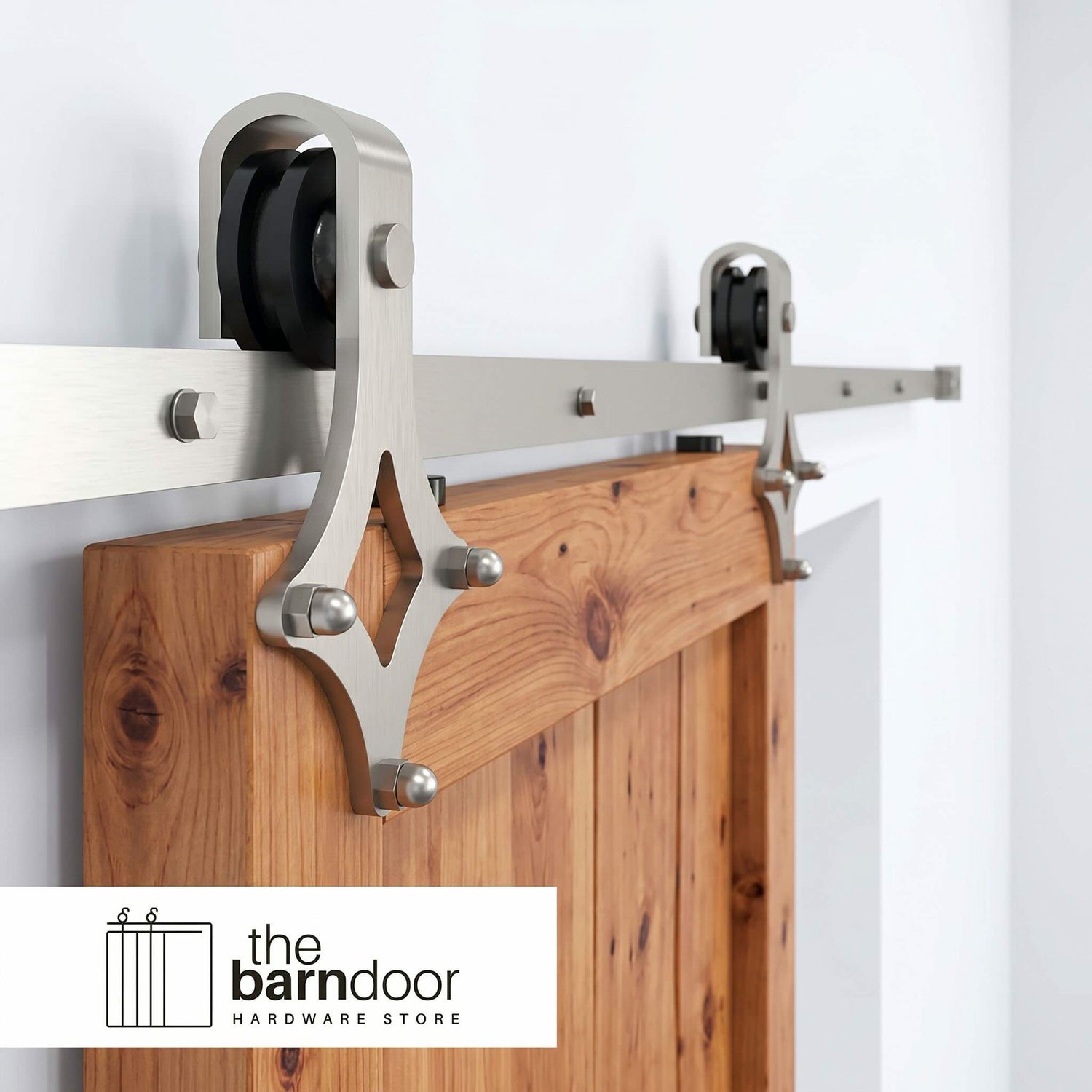 Diamond Brushed Nickel Barn Door Hardware Kit