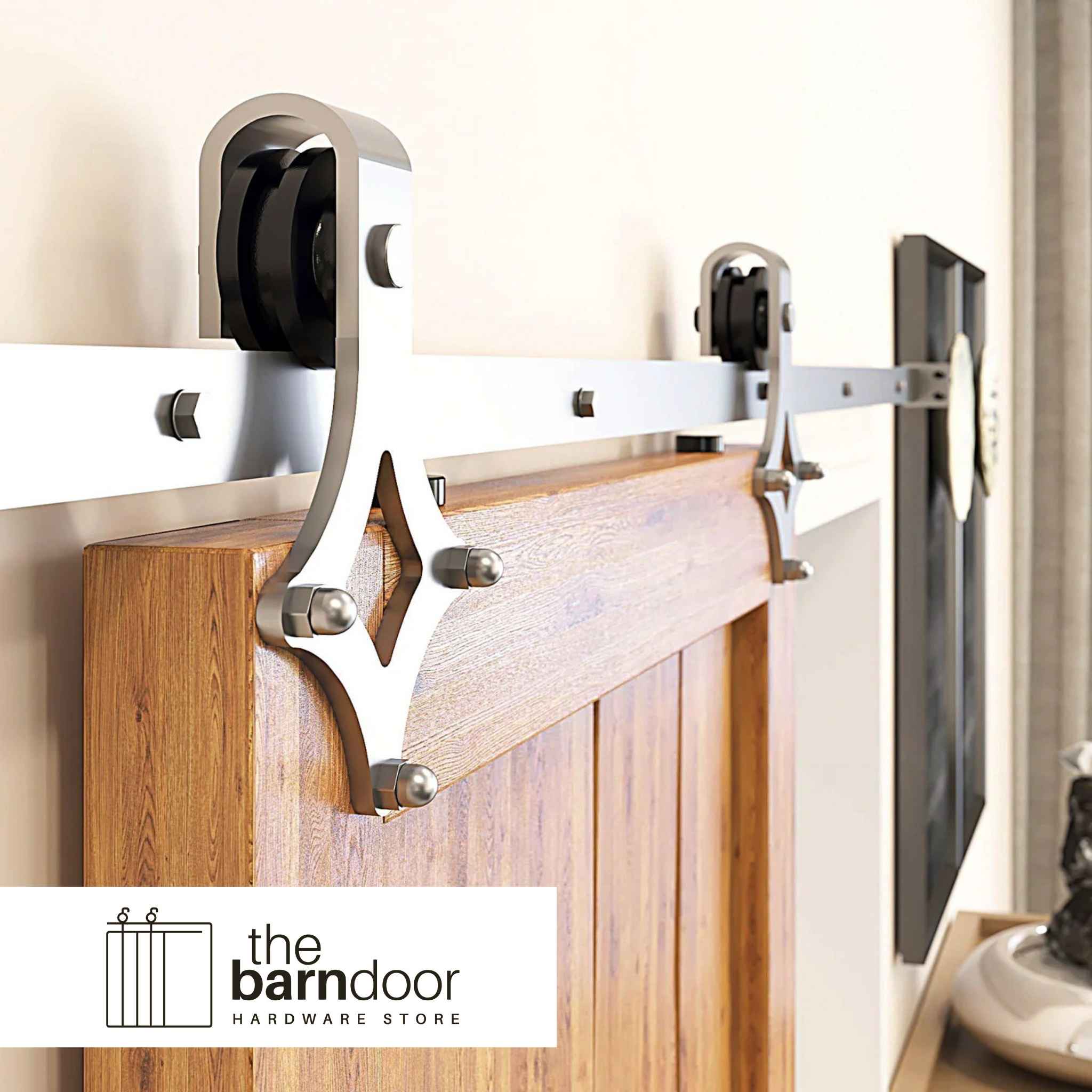 Diamond Brushed Nickel Barn Door Hardware Kit