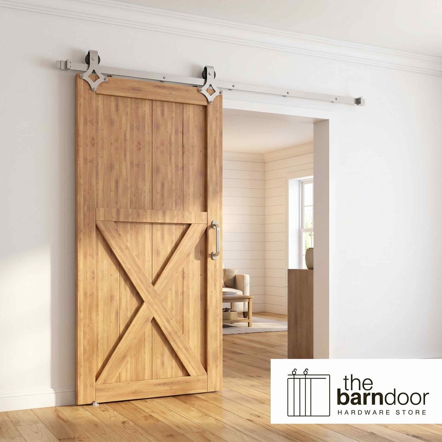 Diamond Brushed Nickel Barn Door Hardware Kit