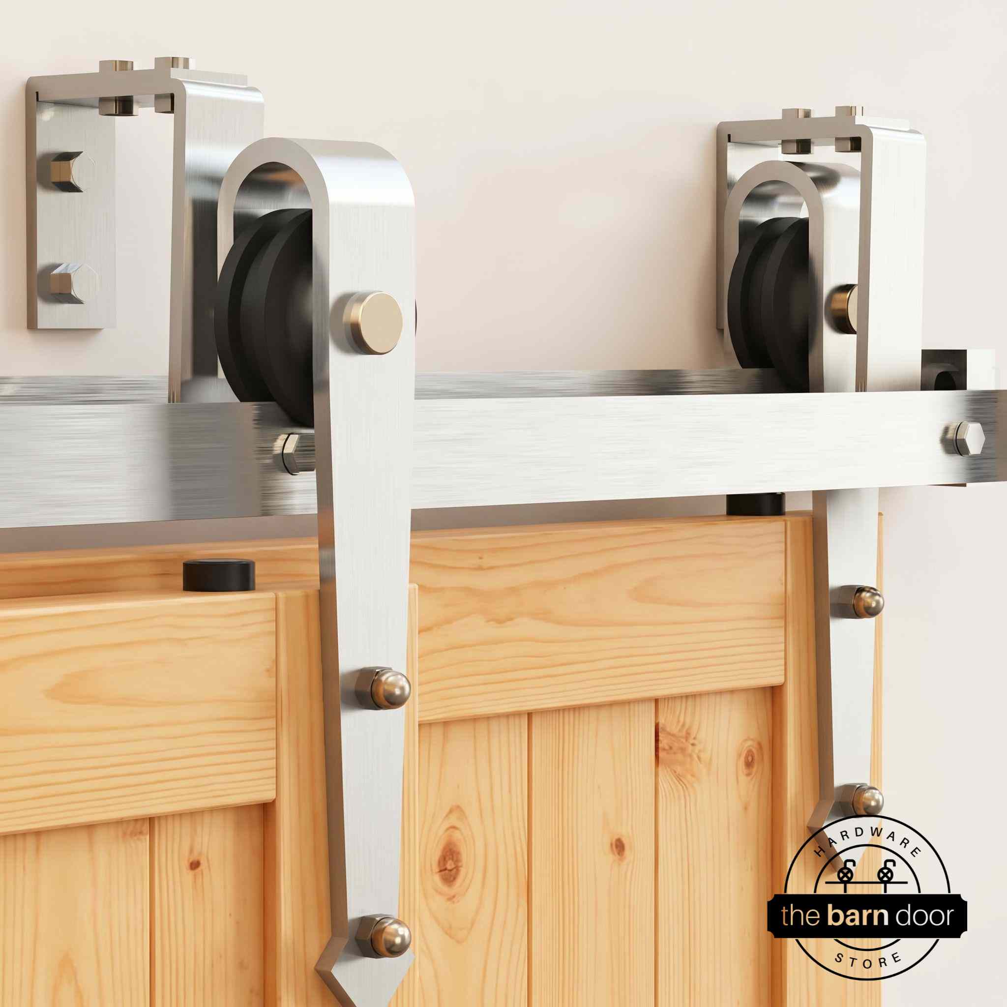 Arrow Brushed Nickel Double Track Bypass Barn Door Hardware Kit