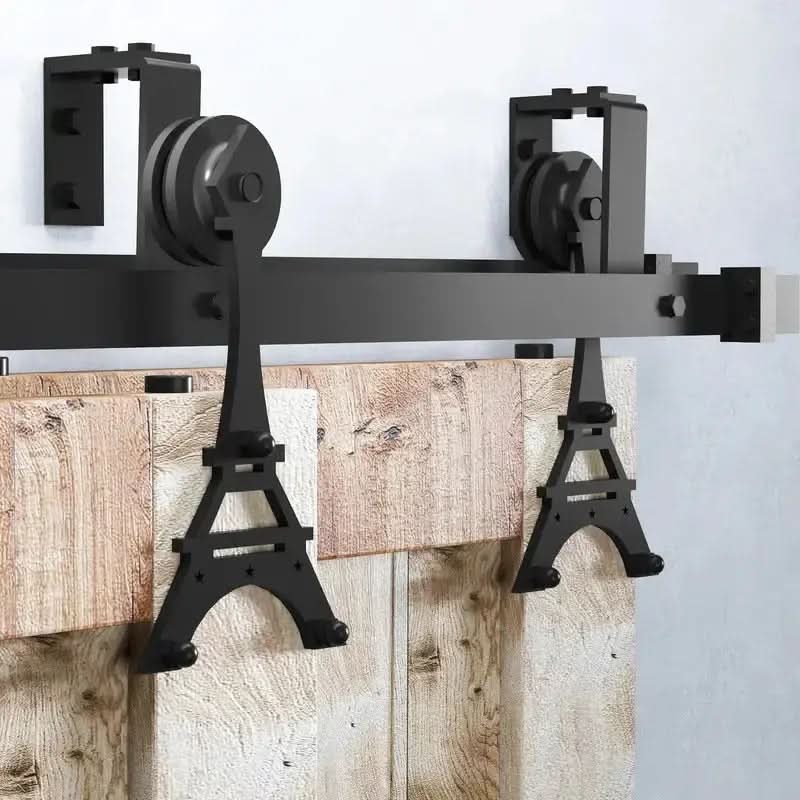Eiffel Shaped Double Track Bypass Barn Door Hardware Kit