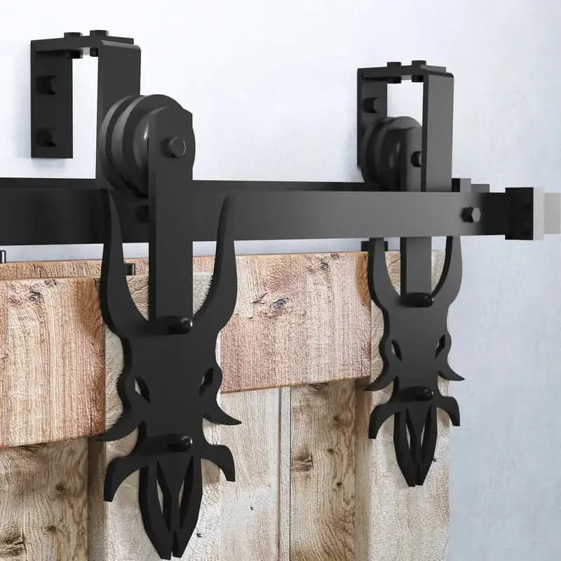 Imperial Shaped Double Track Bypass Barn Door Hardware Kit