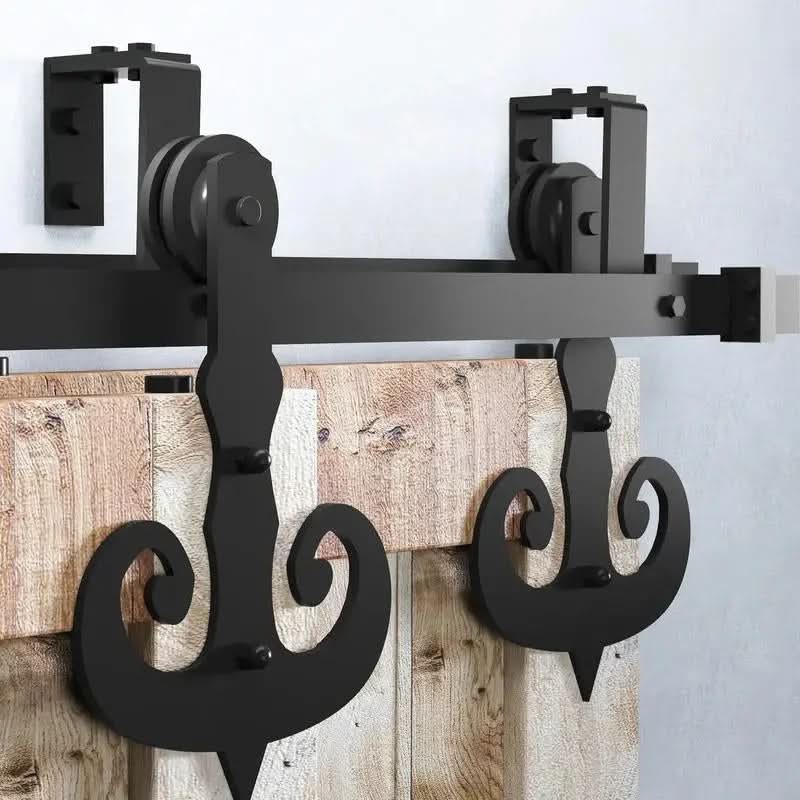Mustache Shaped Double Track Bypass Barn Door Hardware Kit