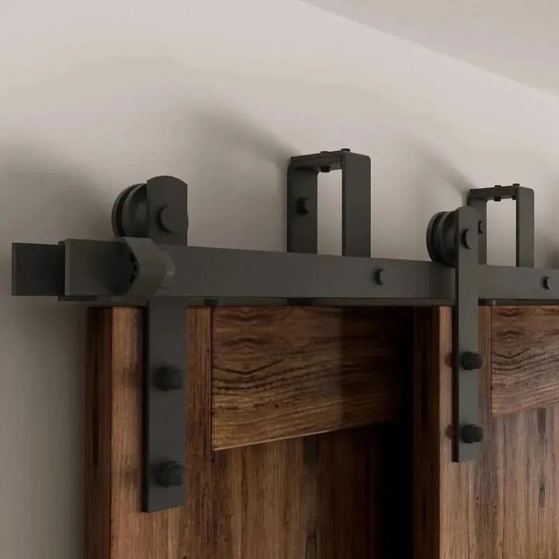 Straight Double Track Bypass Barn Door Hardware Kit