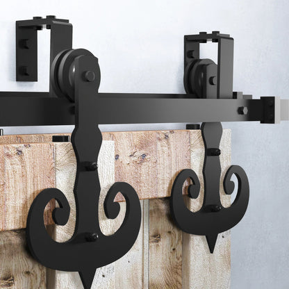 Mustache Shaped Double Track Bypass Barn Door Hardware Kit by TBDHS