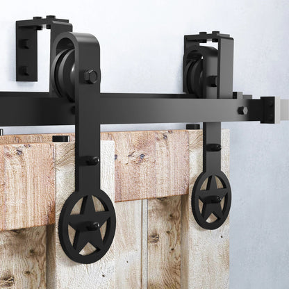 Star Shaped Double Track Bypass Barn Door Hardware Kit by TBDHS