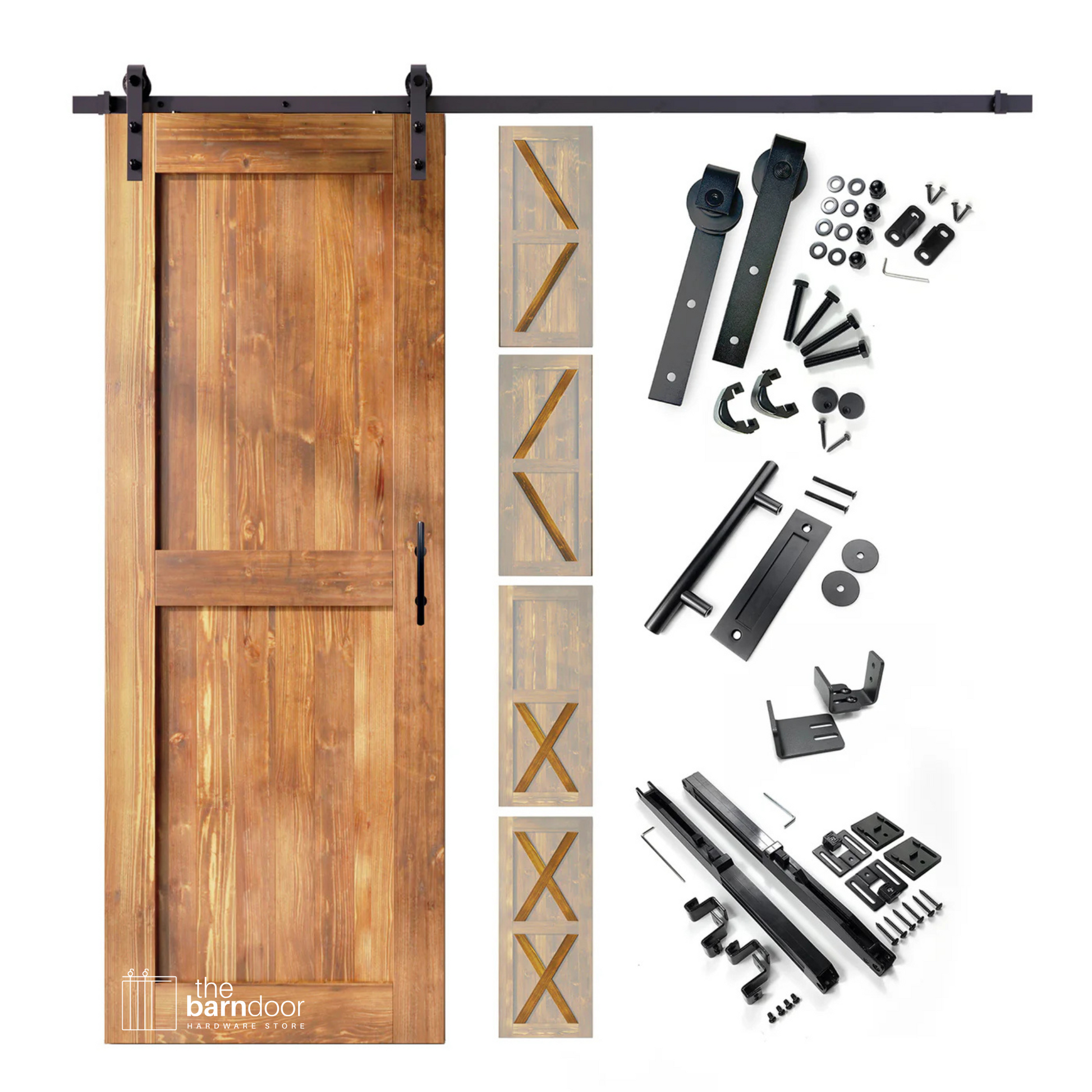 Early American Barn Door with Classic Single Track Barn Door Kit by TBDHS