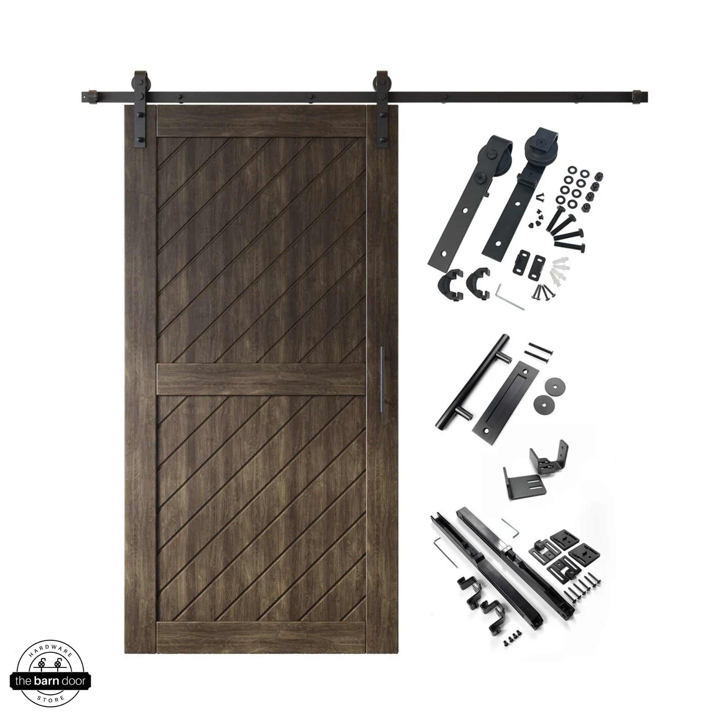 Ebony Slanted Classic Single Track Barn Door Kit