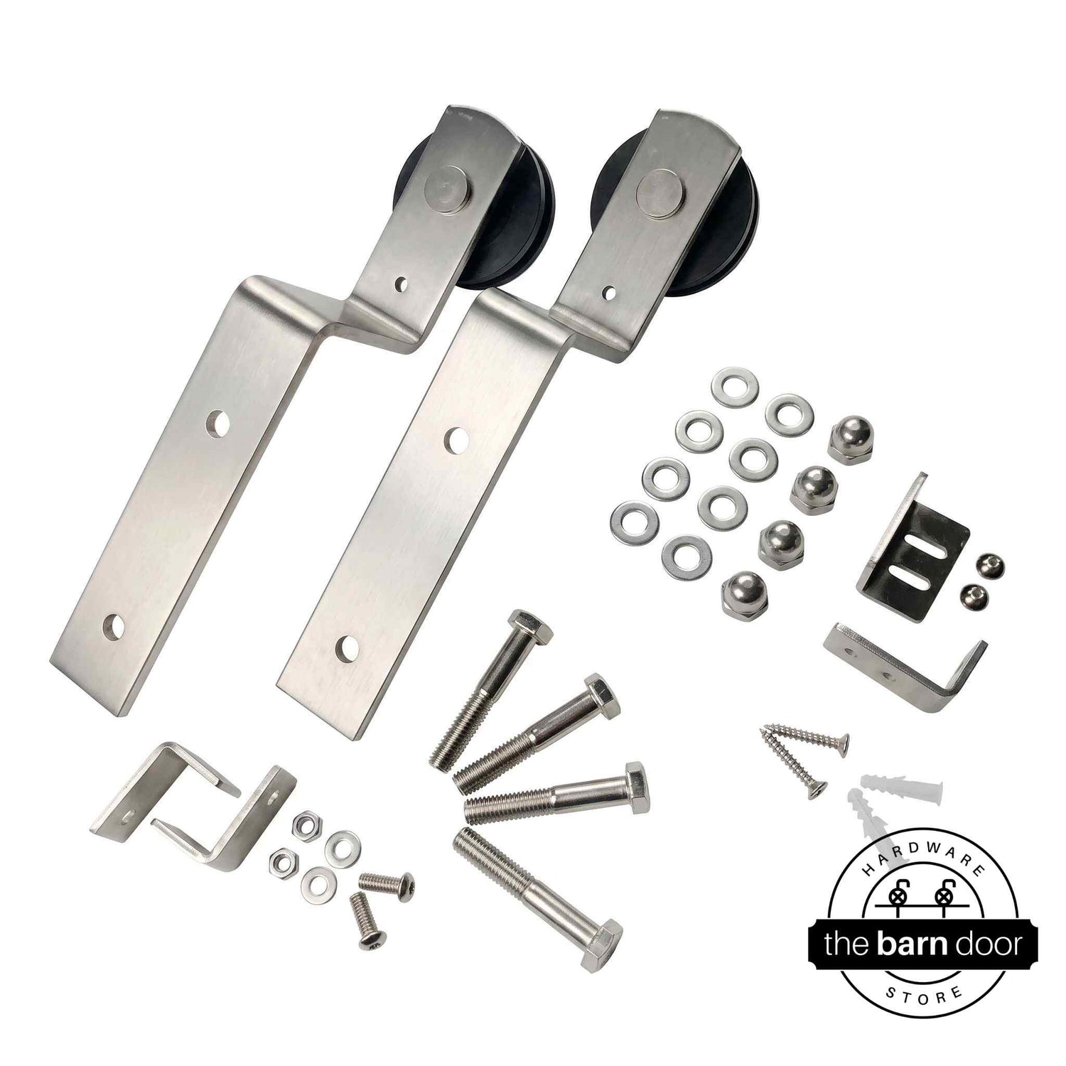 Brushed Nickel Silver Bypass Barn Door Rollers by TBDHS