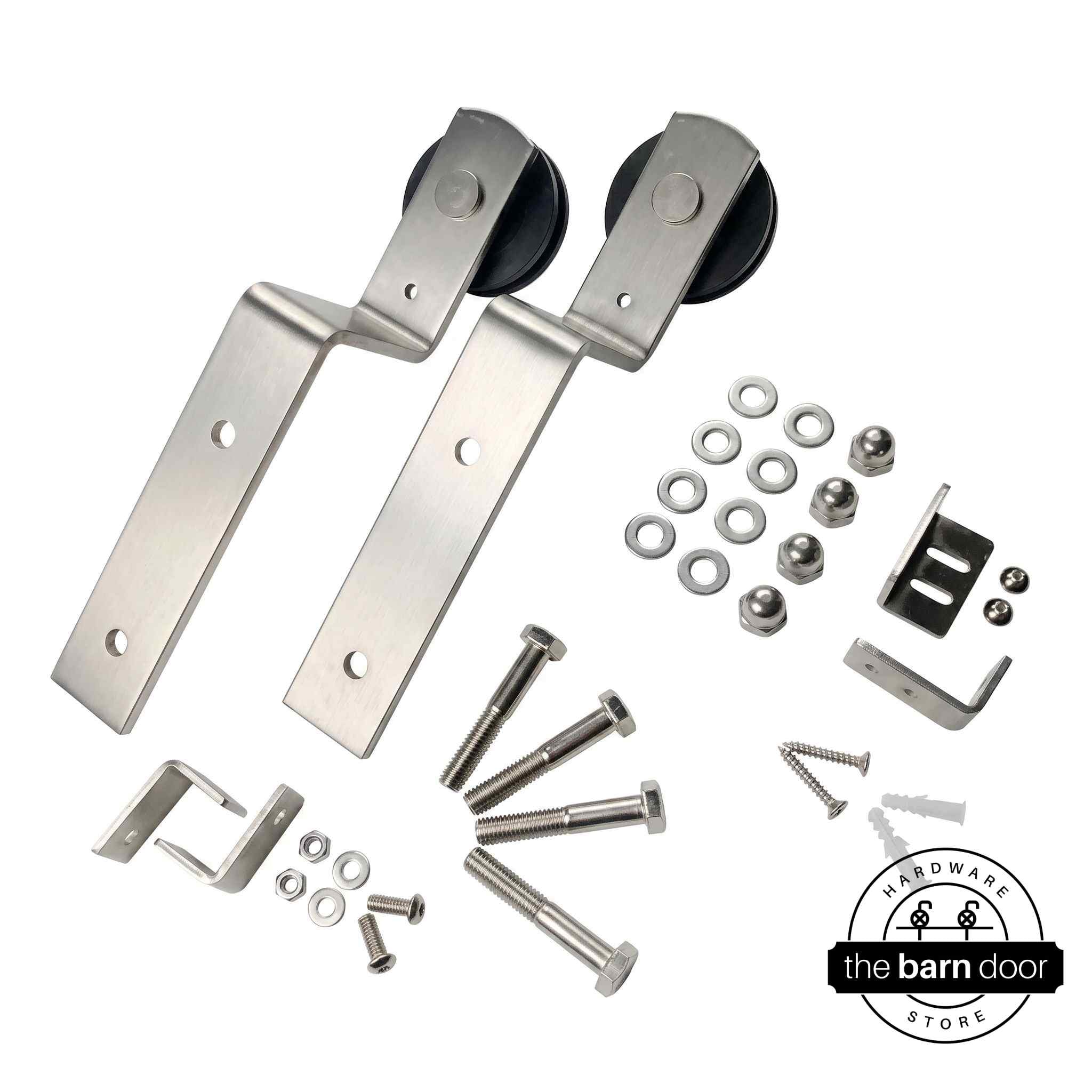 Brushed Nickel Silver Bypass Barn Door Rollers by TBDHS
