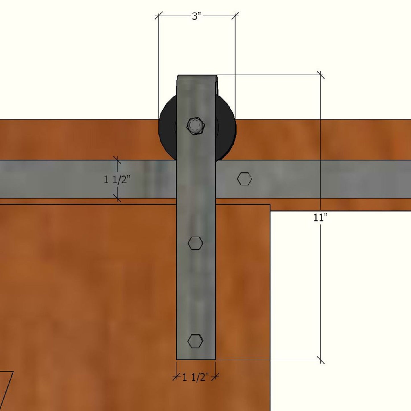 Face Mount Brass Barn Door Hardware Measurements