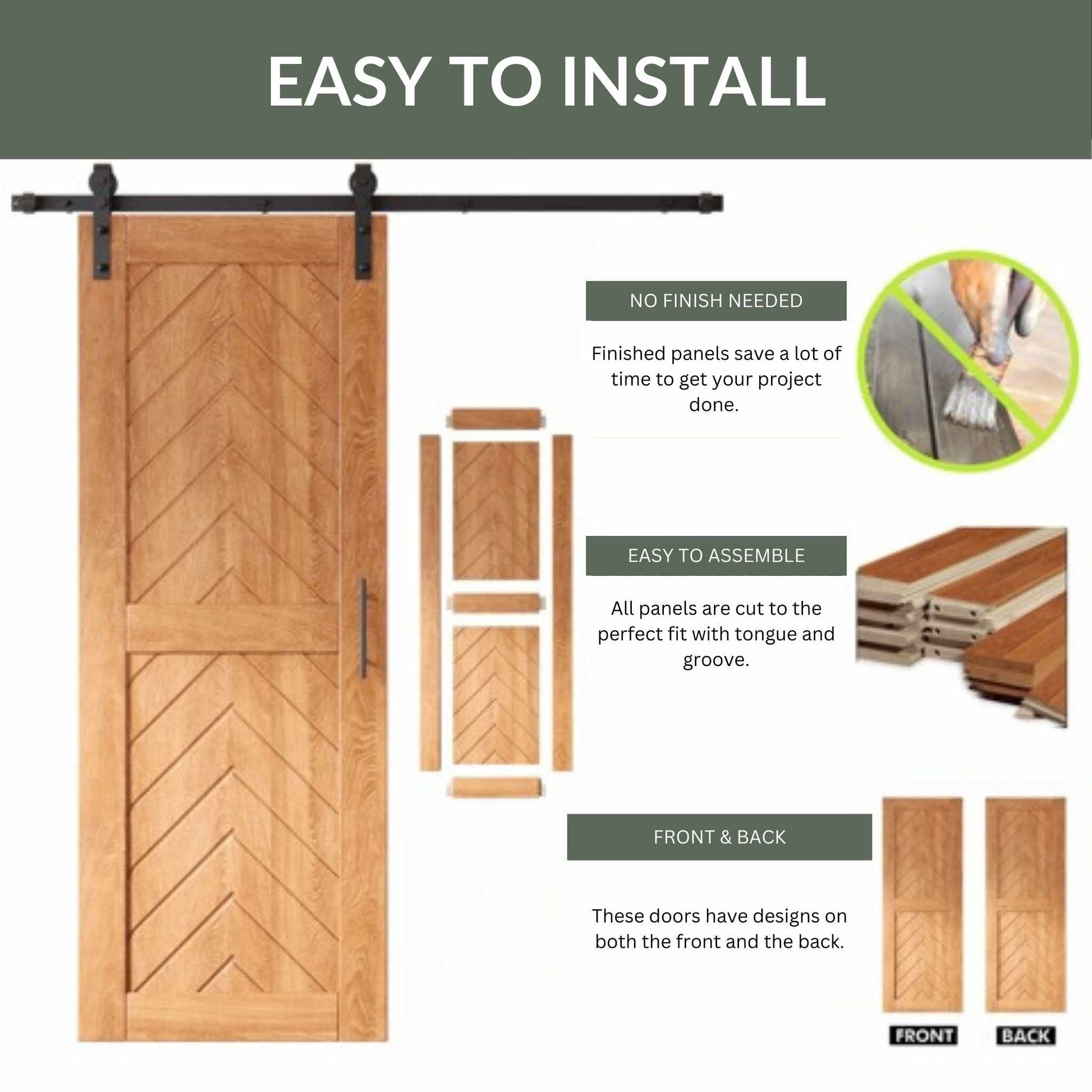 Fishbone Barn Door Easy to Install