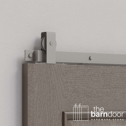 Flint Gray Flat Top Top Mount Heavy Duty Single Track Barn Door Hardware