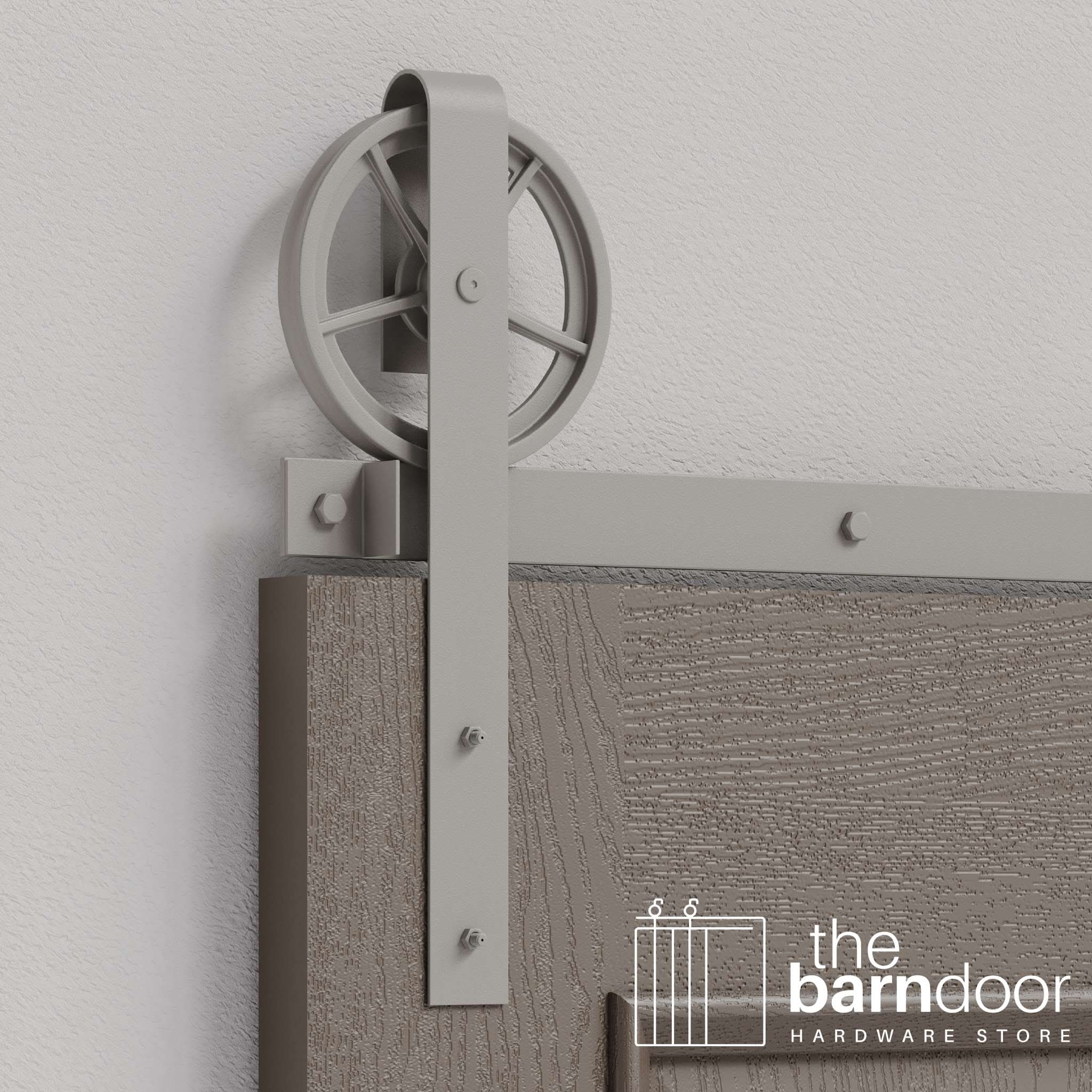 Flint Gray Wagon Wheel Heavy Duty Single Track Barn Door Hardware
