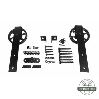 Wagon Wheel Heavy Duty Double Track Barn Door Hardware by TBDHS