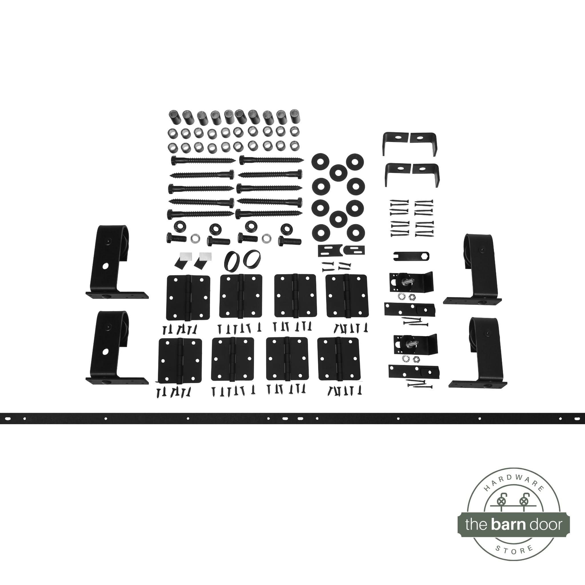 Top Mount J-Strap Bifold Barn Door Hardware 4 Doors Kit