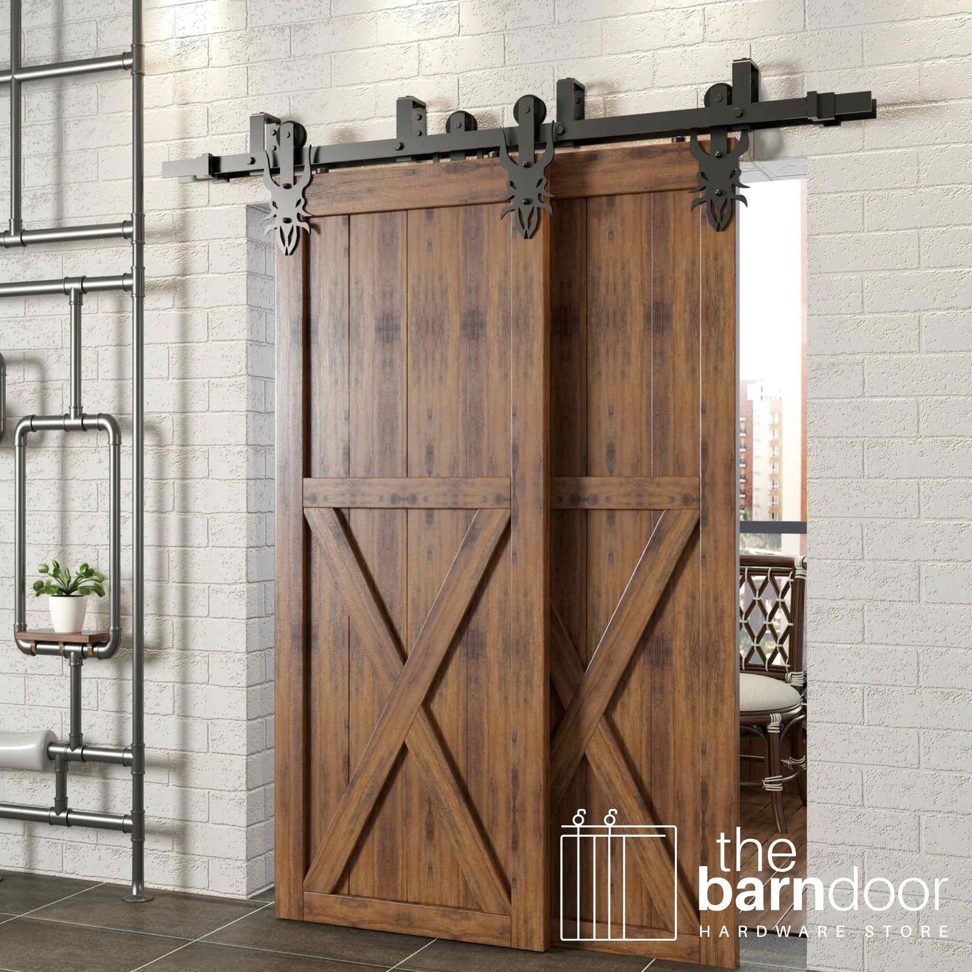 Imperial Double Track Bypass Barn Door Hardware Kit