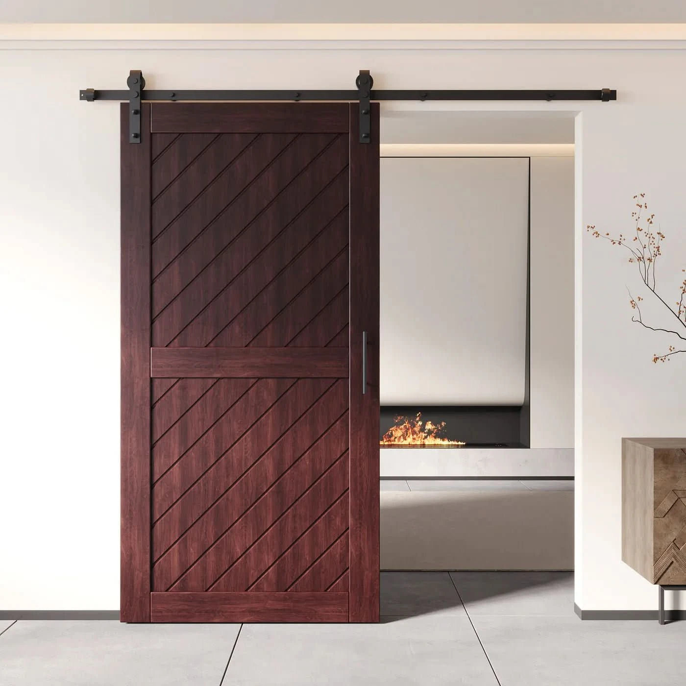 Red Mahogany Slanted Barn Door