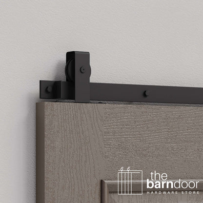Matte Black Flat Top Top Mount Heavy Duty Single Track Barn Door Hardware