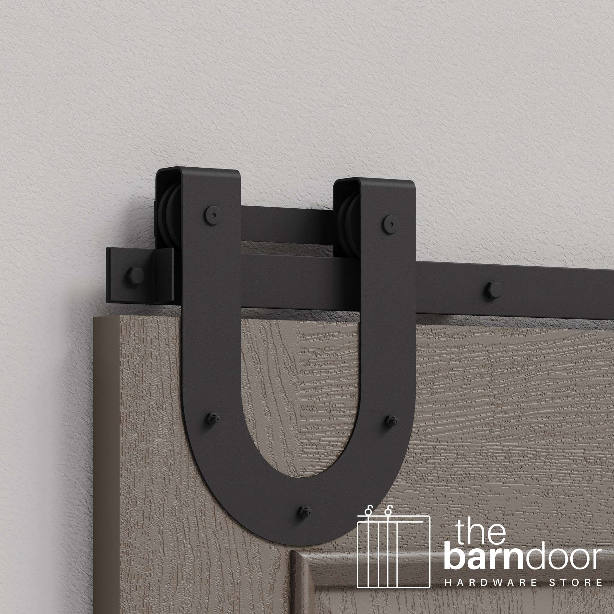 Matte Black Horseshoe Heavy Duty Single Track Barn Door Hardware