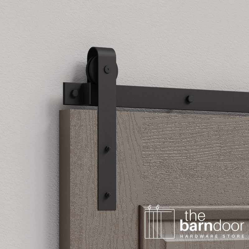 Matte Black J Strap Heavy Duty Single Track Barn Door Hardware