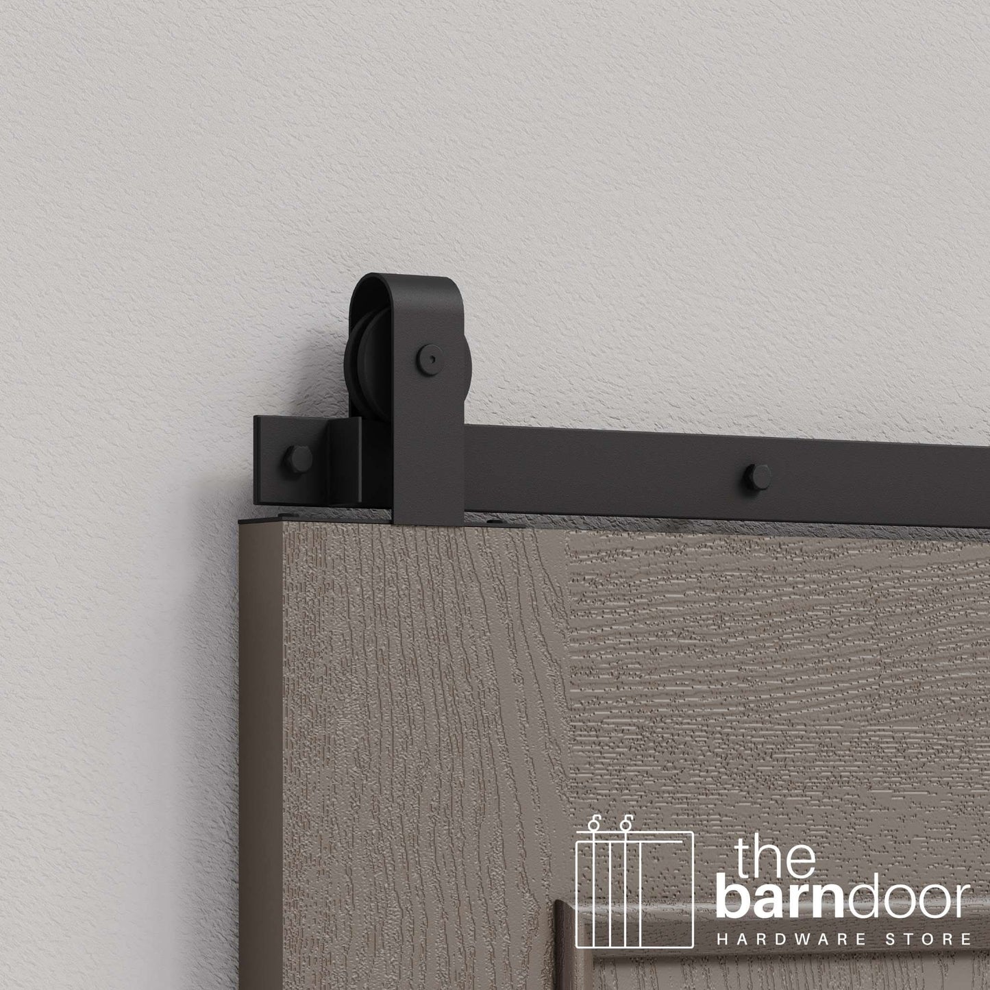 Matte Black J Strap Top Mount Heavy Duty Single Track Barn Door Hardware
