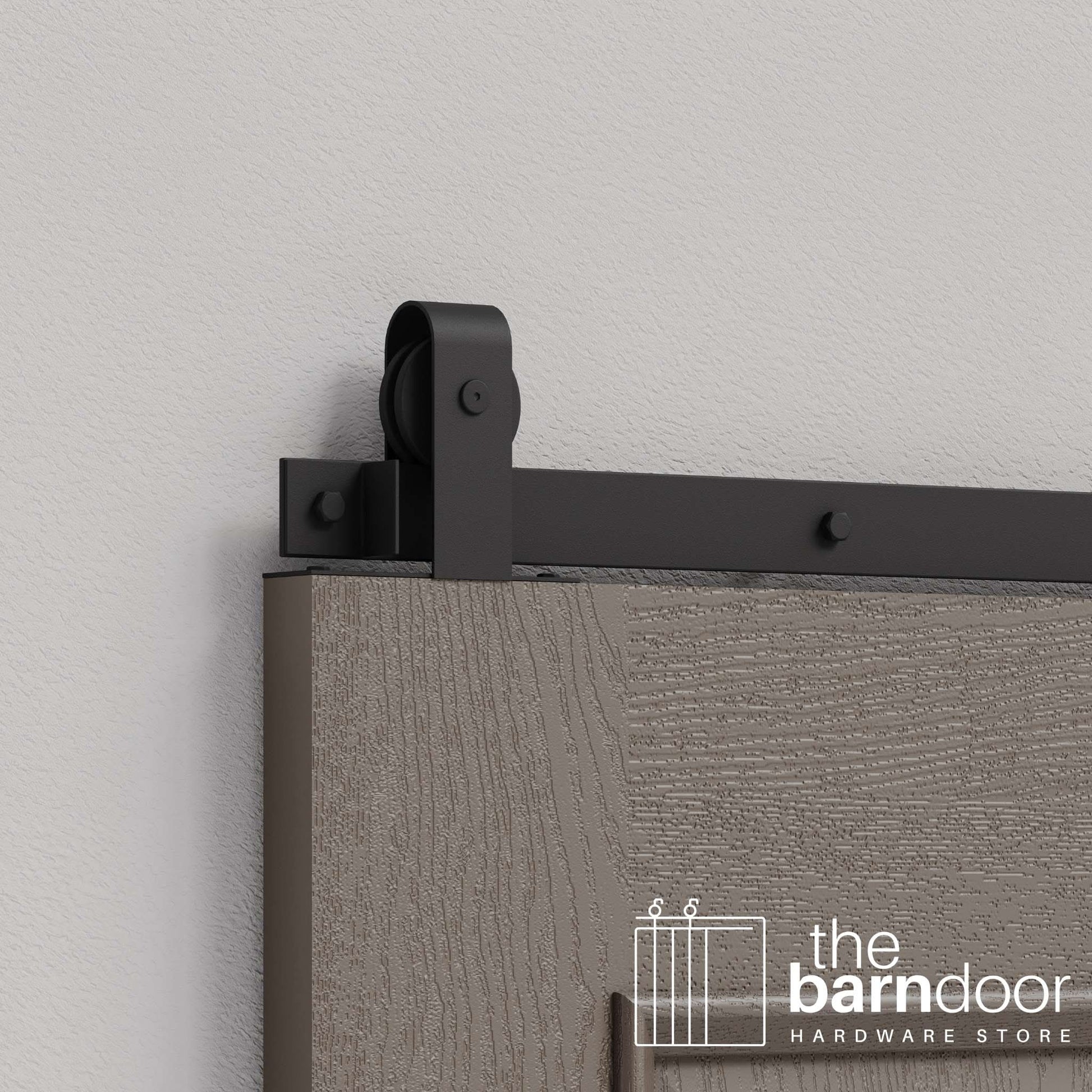 Matte Black J Strap Top Mount Heavy Duty Single Track Barn Door Hardware