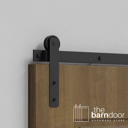 Matte Black Straight Strap Single Track Barn Door Hardware